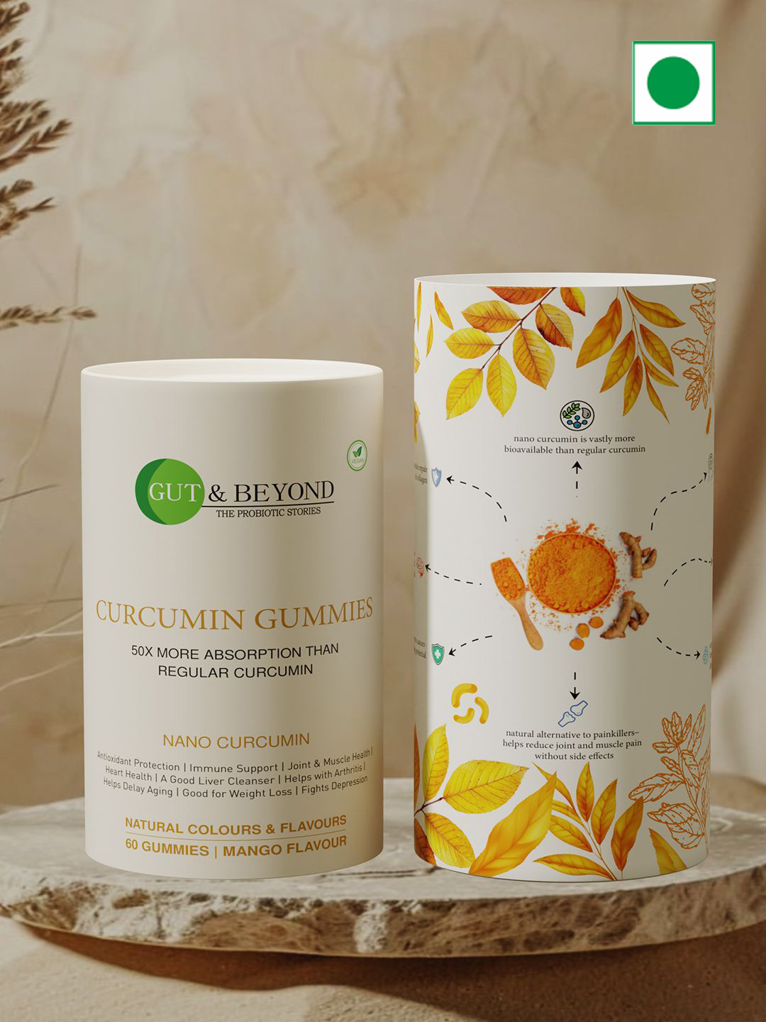 GUT & BEYOND Turmeric Curcumin  Gummies - 60 Gummies - Mango Flavor