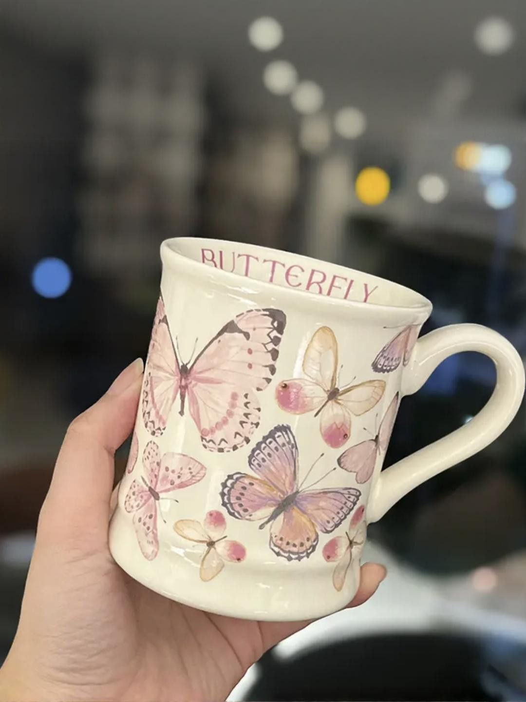 Peppy Little Things Off White & Red Printed Ceramic Glossy Mugs