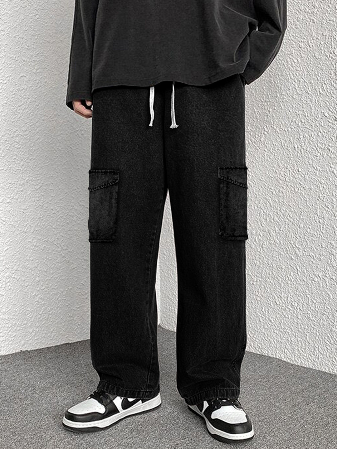 FTX Men Loose Baggy Fit Mid-Rise Cargo Styles Jeans