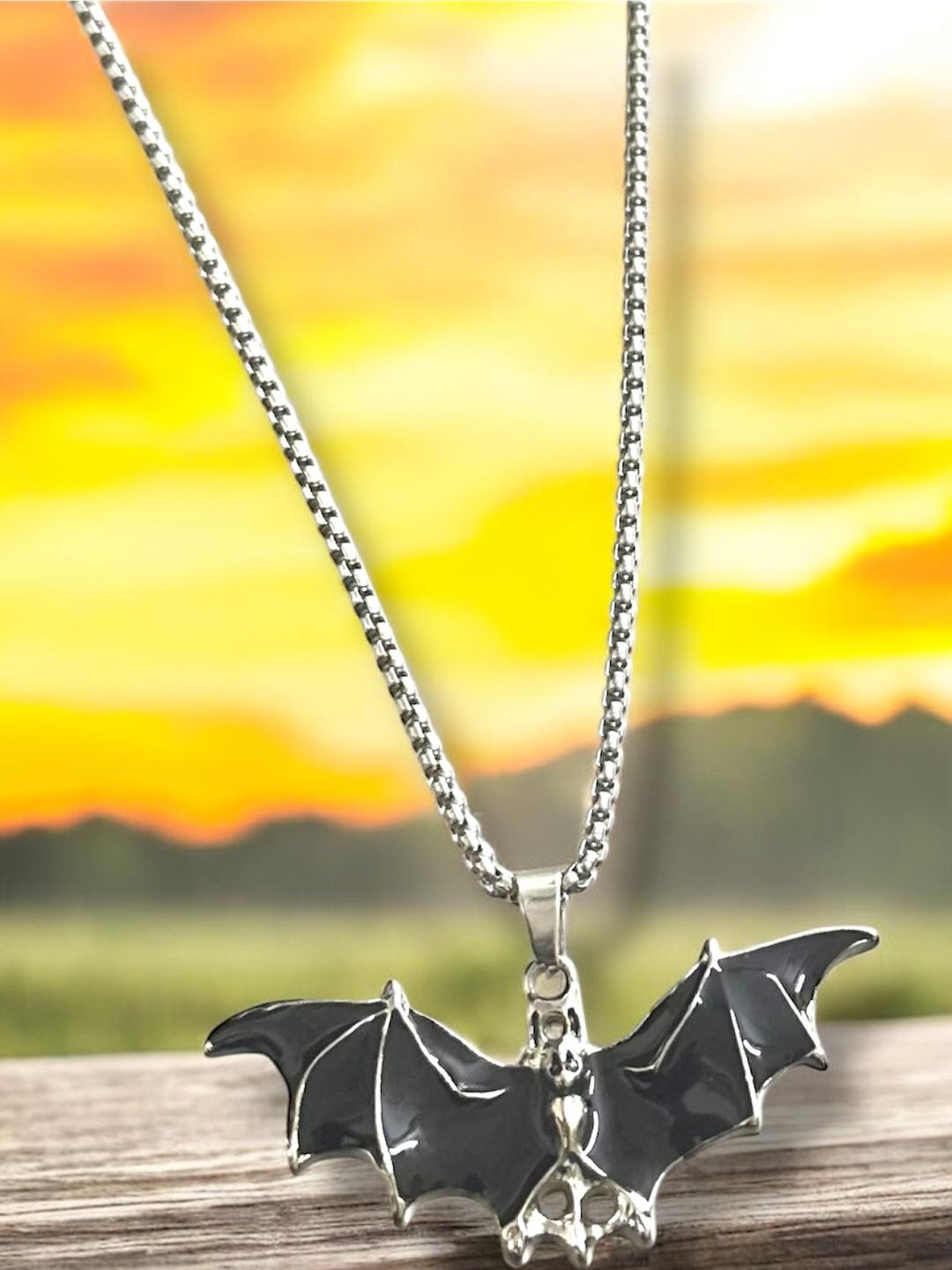 Nitant Black Bat Inspired Pendant Chain