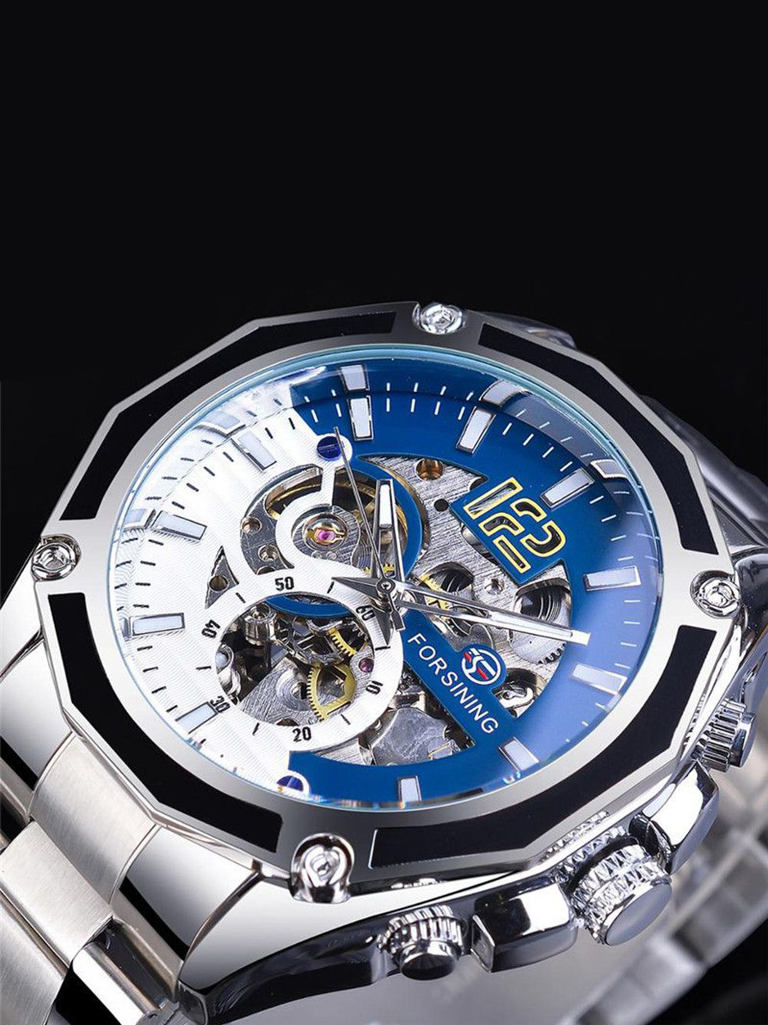 FORSINING Men Mechanical Watch Hollow Dragon Design Wrist Watch