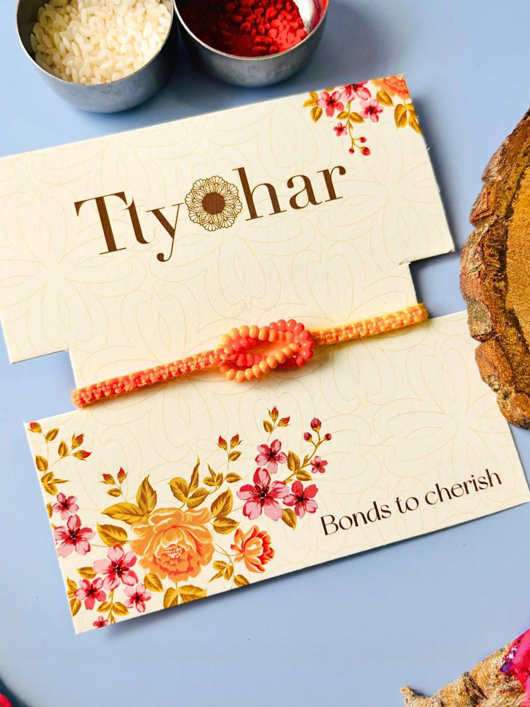 Orange and Yellow Beaded Handcrafted Rakhi Traditional Handmade Rakhi for Brother