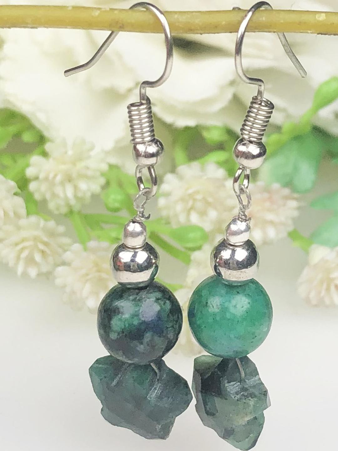 Hamdmade Gemstone Ruby Ziosite Earrings For