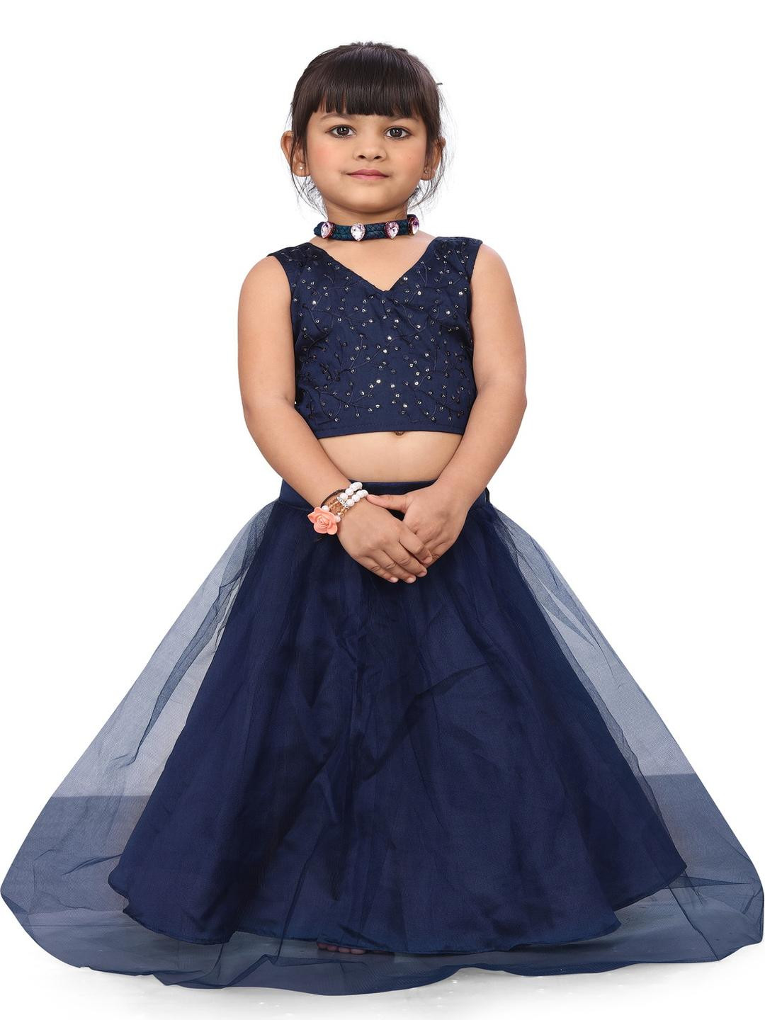 Tejam Girls Embroidered Sequinned Tie and Dye Ready to Wear Lehenga