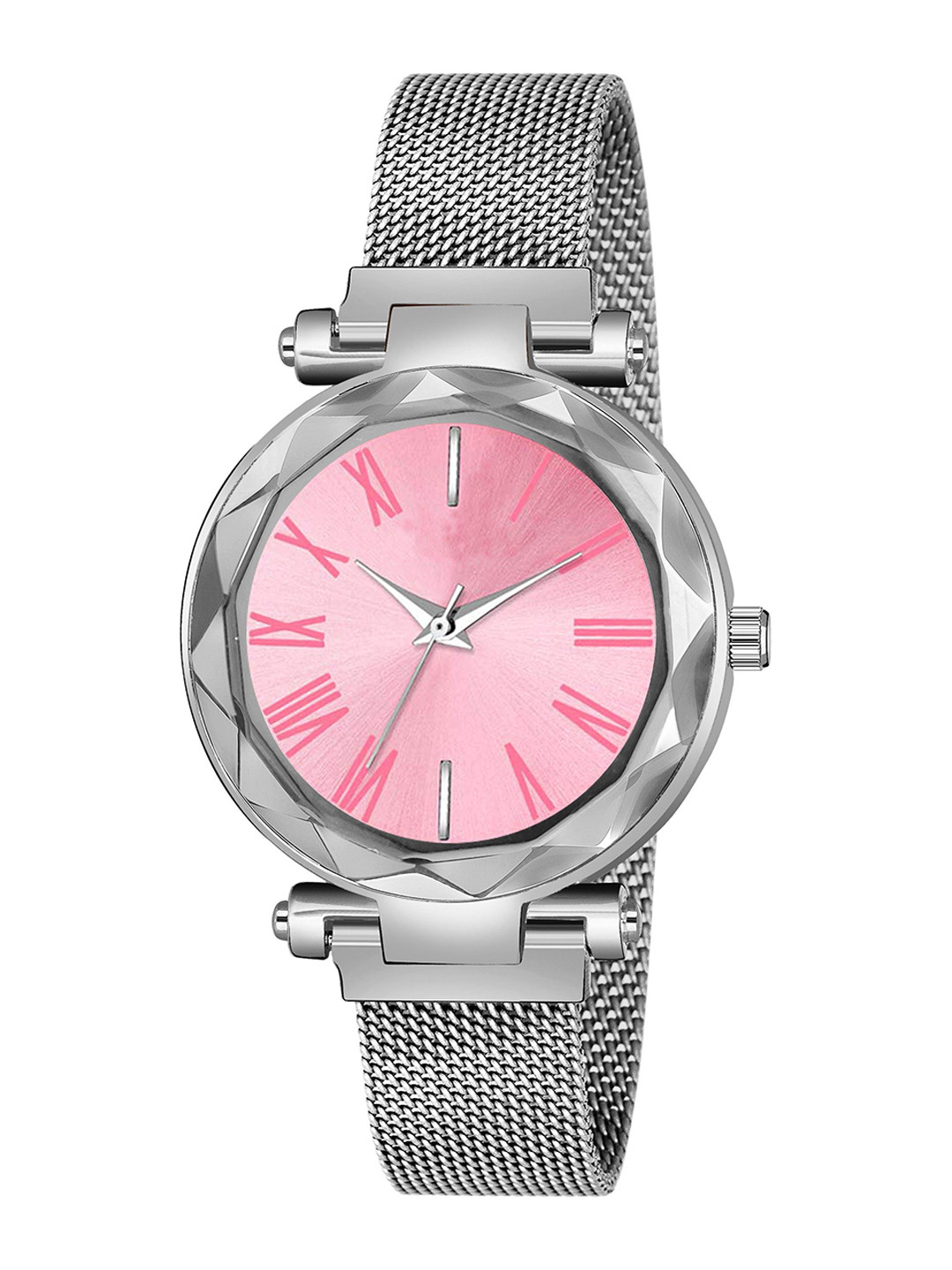 CSAMON Women Bracelet Style Straps Analogue Watch GR_379_Pink Roman Silver Maganet