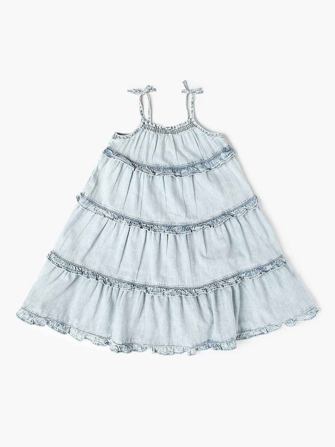 GAP Girls Sleeveless Frilled Denim Dress