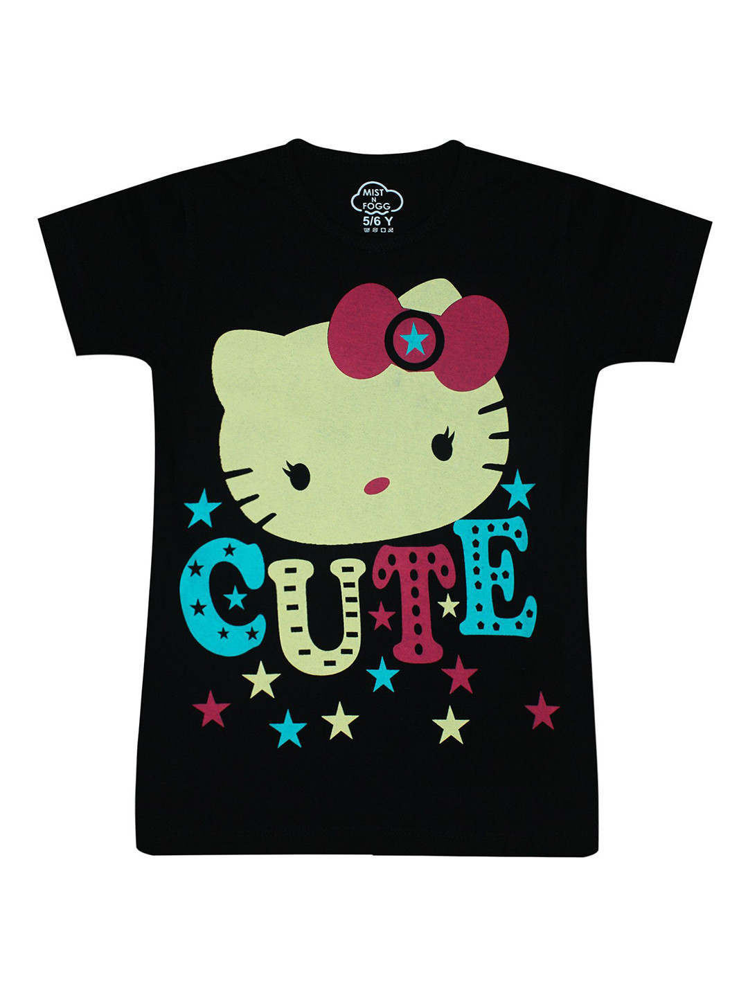 MIST N FOGG Girls Hello Kitty Graphic Printed Round Neck Cotton T-shirt