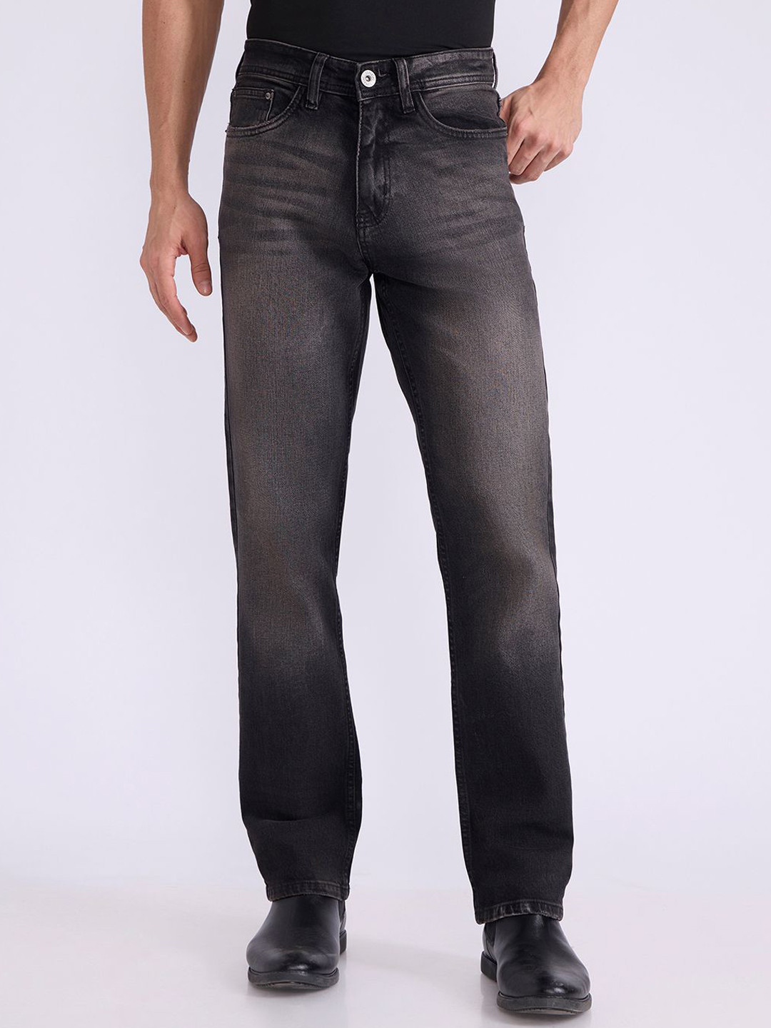 Espanshe Yulia Men Straight Fit Mid-Rise Low Distress Light Fade Jeans