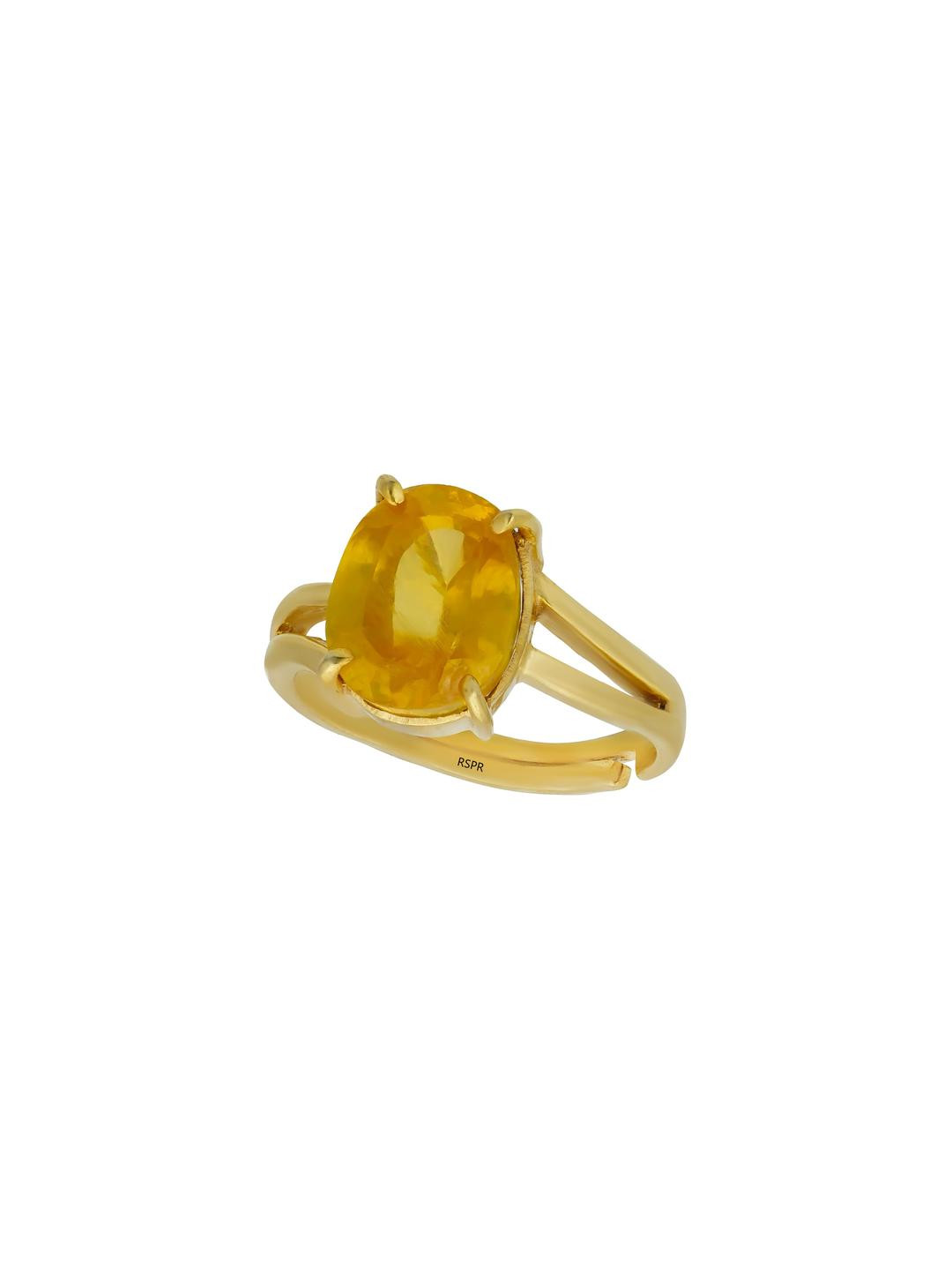 3.25 Ratti Pukhraj Yellow Sapphire Adjustable Ring With Lab Certificate