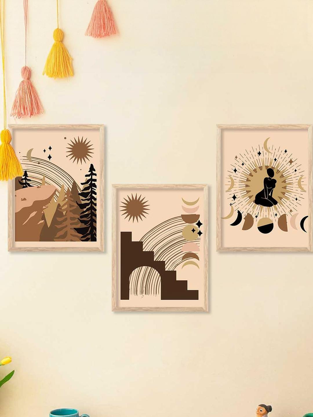 WALLLANE 3 Piece Frame Home Decor Wall Painting For Living Room Office Bedroom
