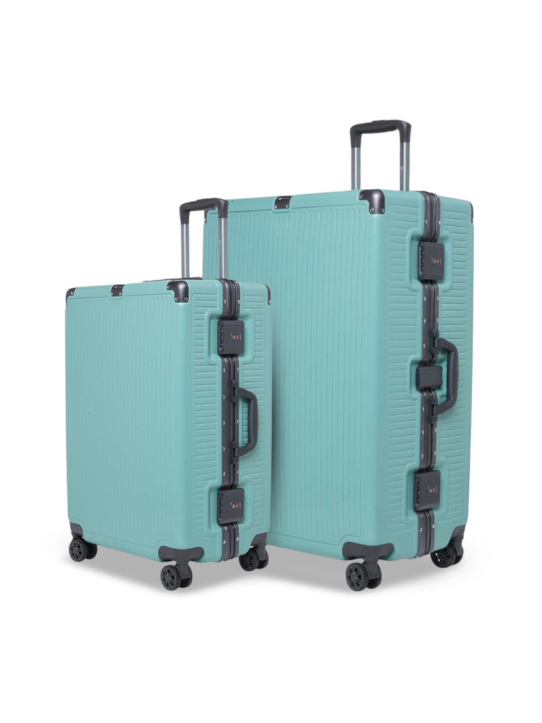 SWISS MILITARY Set of 2 Kinetic 8 Wheel Pc Body & Aluminium Frame Hard-Sided Trolley Bag