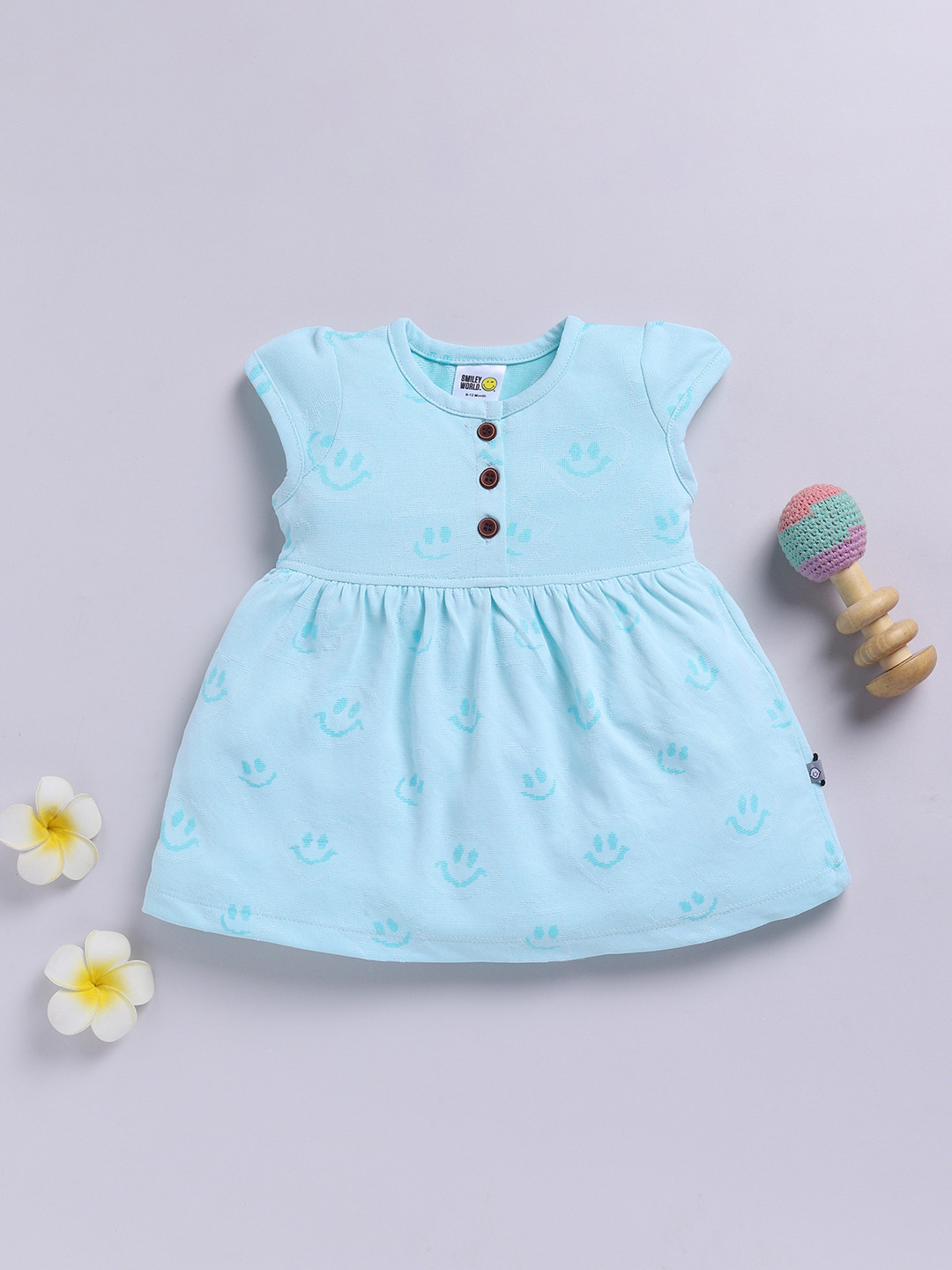YK X Tinyo Girls Print Flutter Sleeve A-Line Dress