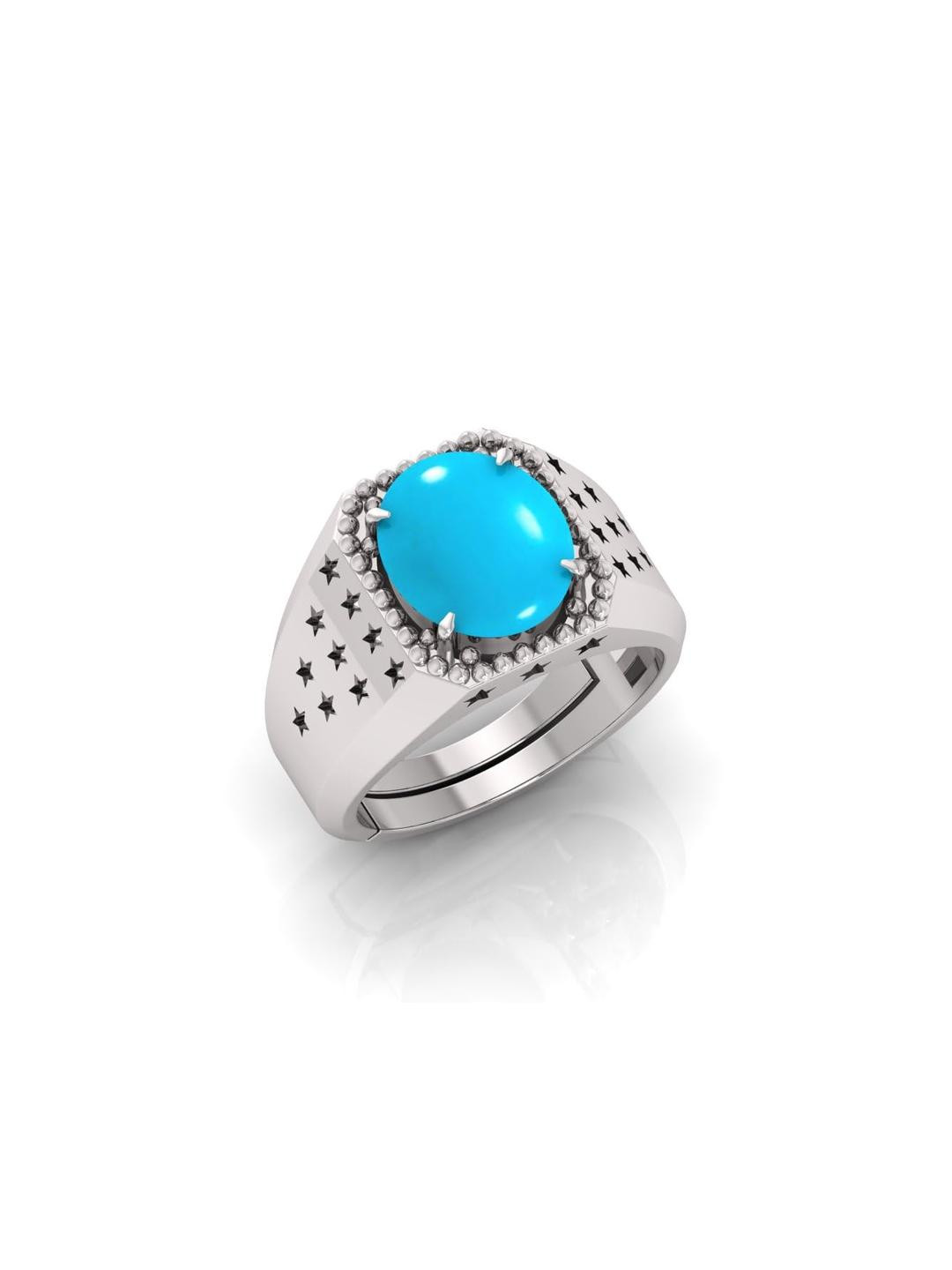 Todani Jems Silver Plated Turquoise Stone Adjustable Ring