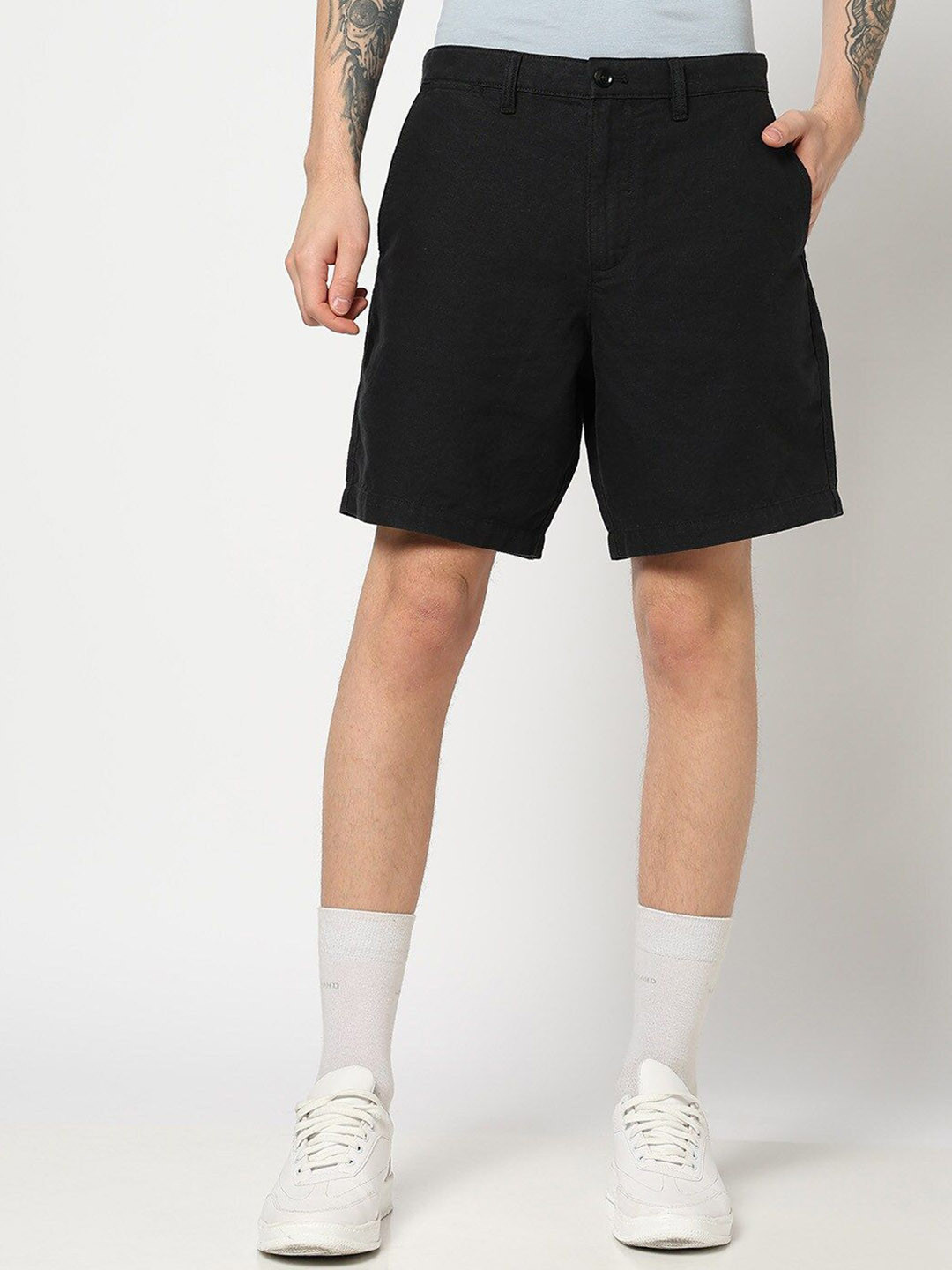 GAP Men Cotton & Linen Mid Rise Knee Length Shorts