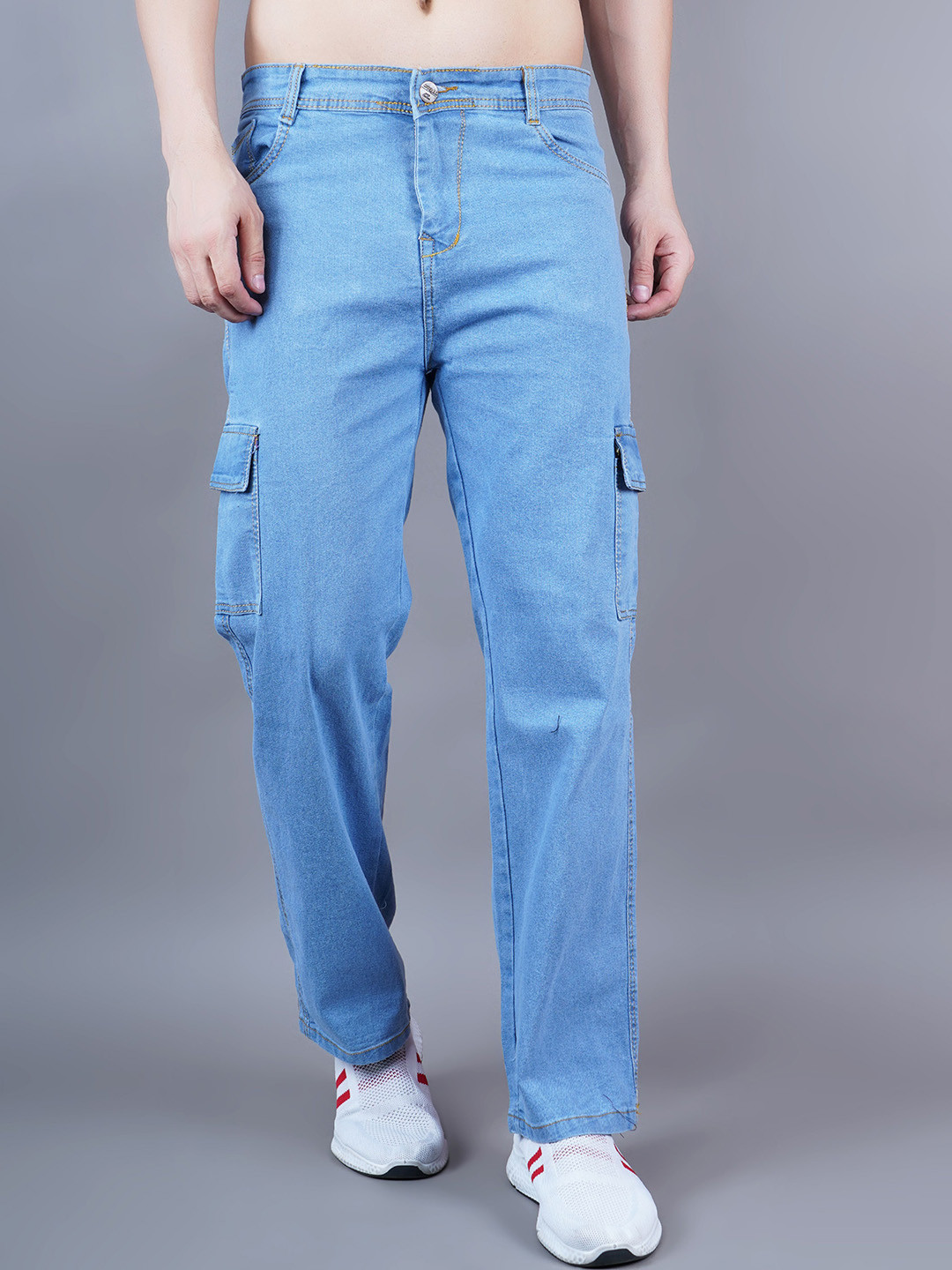 Moda Rapido Men Classic Mid-Rise Stretchable Cargo Styles Boyfriend Fit Denim Jeans