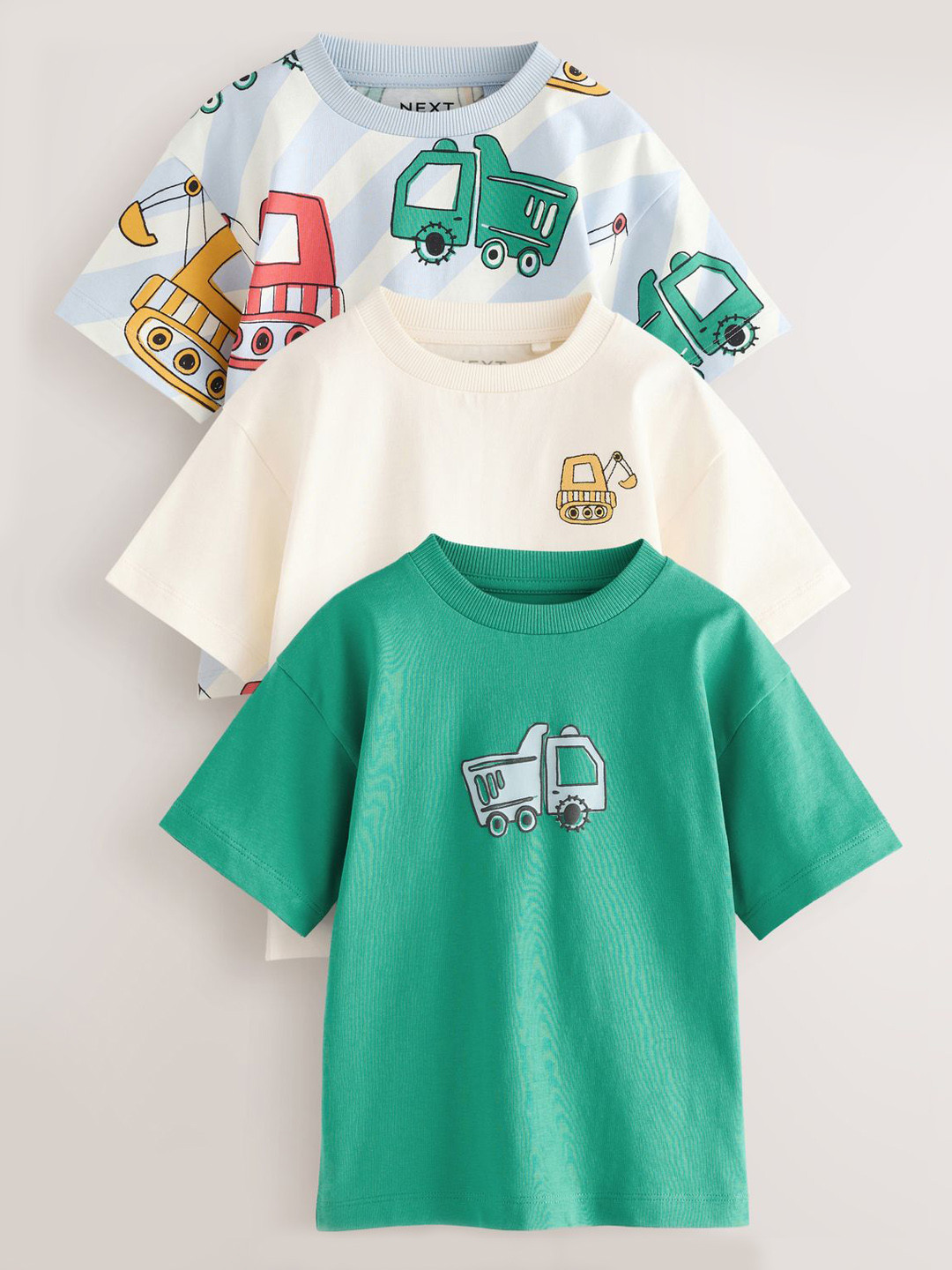 NEXT Set of 3 Boys Relaxed Fit Pure Cotton Printed T-shirt