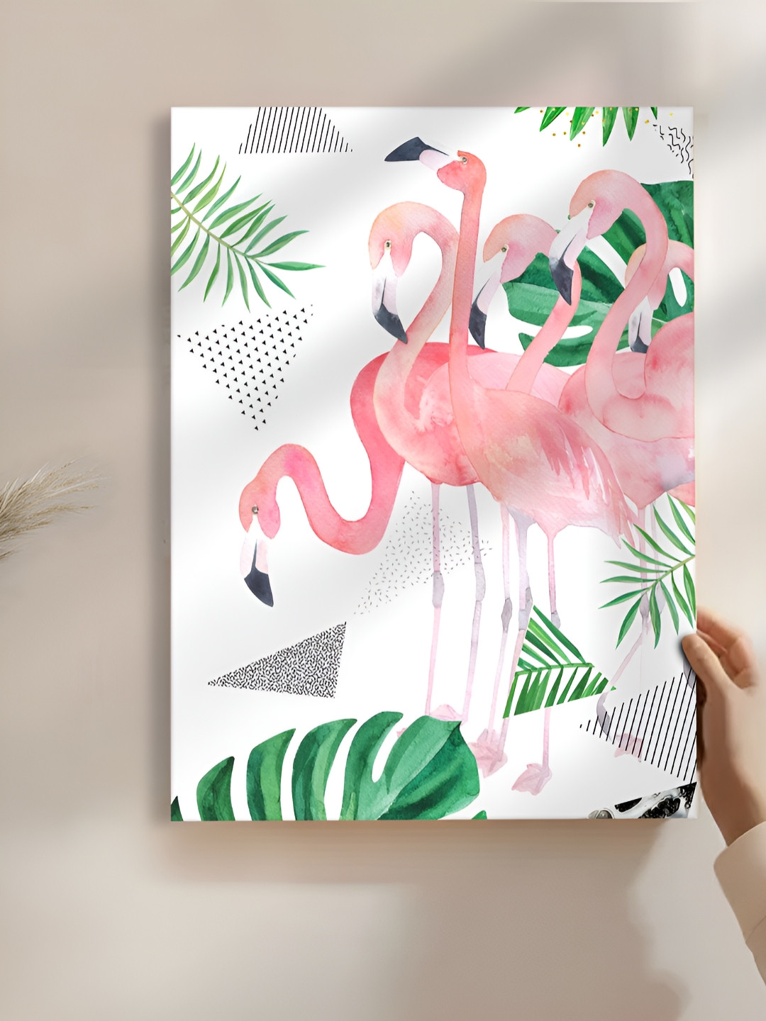 Myntra Elegant Homes Green & Pink Flamingo Wall Art