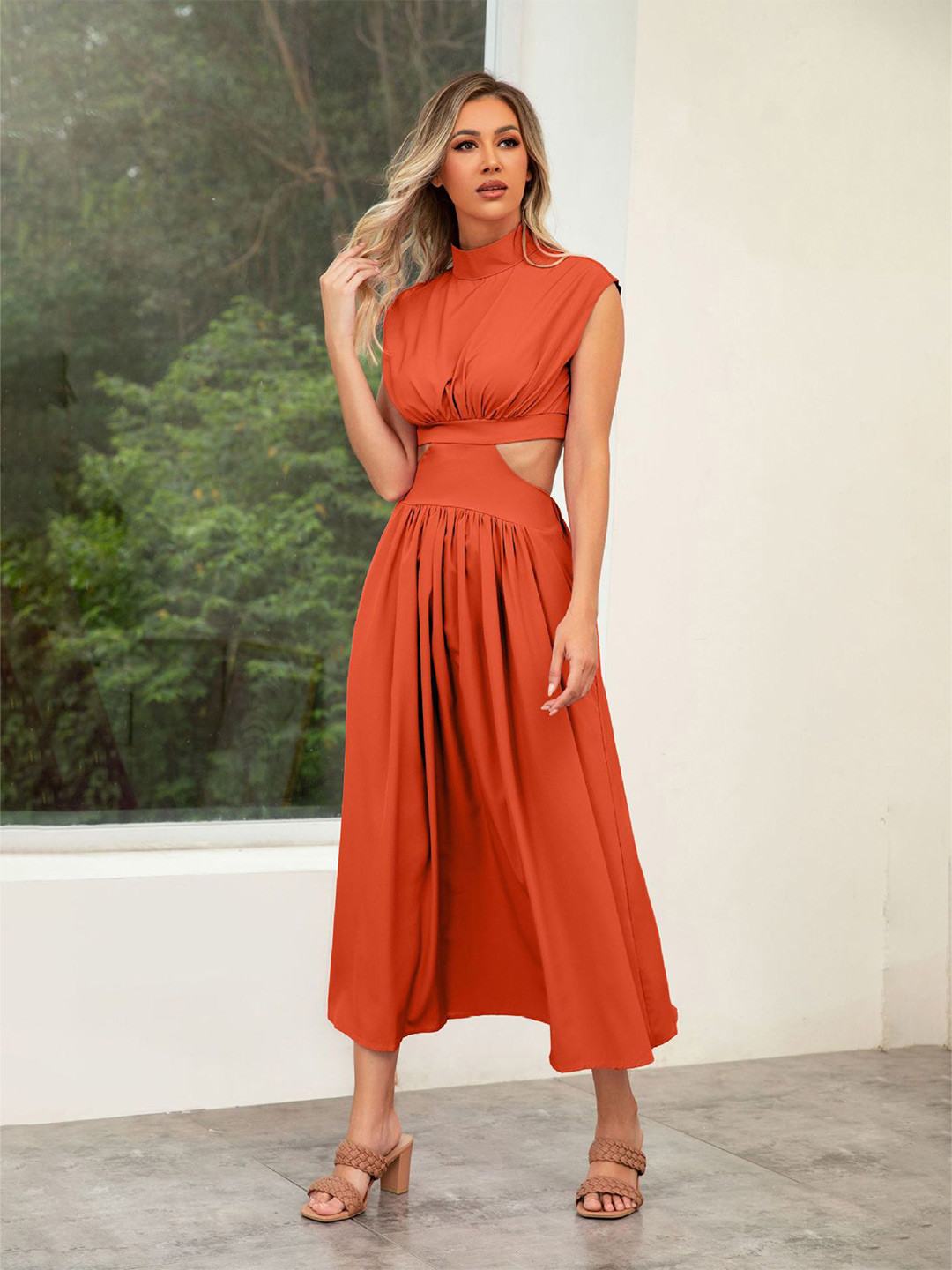 bebe Women Extended Sleeves Fit & Flare Midi Dress
