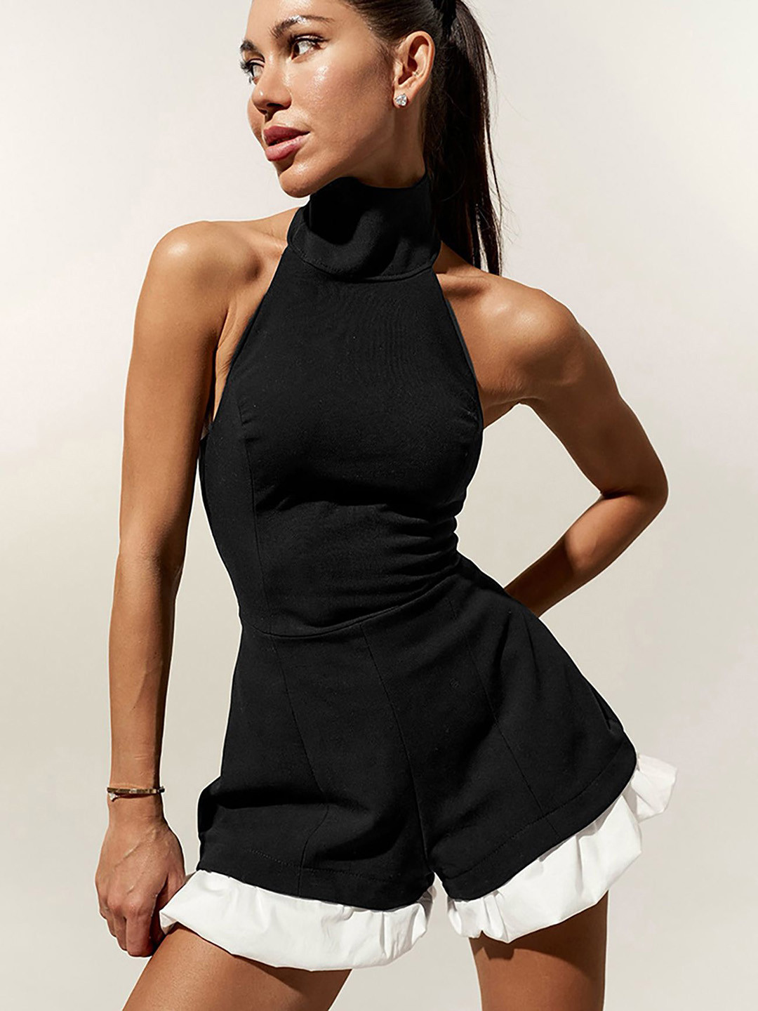 bebe Halter Neck Basic Jumpsuit