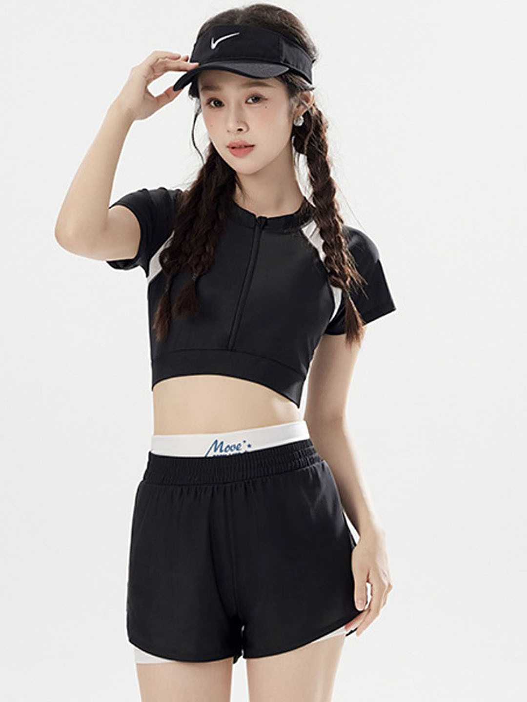 LULU & SKY Round Neck Short Sleeves Crop Top With Short