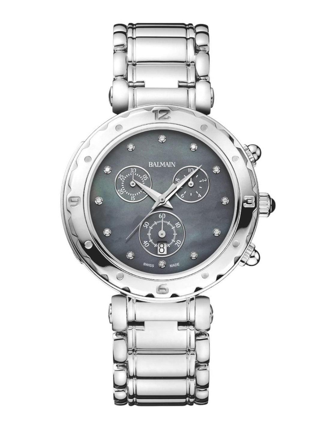 Balmain chrono lady Women Embellished Dial & Stainless Steel Straps Watch B56313365