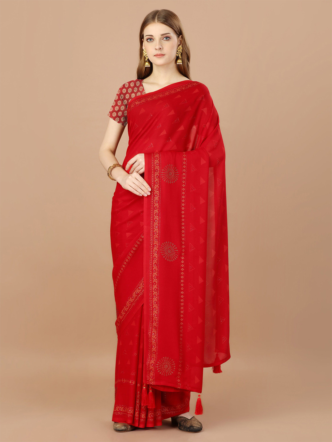 HERE&NOW Geometric Jaali Saree with printed border