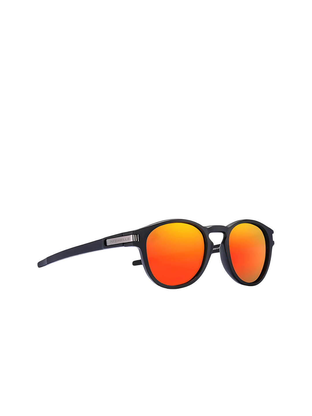 AFERELLE Unisex Orange Lens & Black Round Sunglasses with