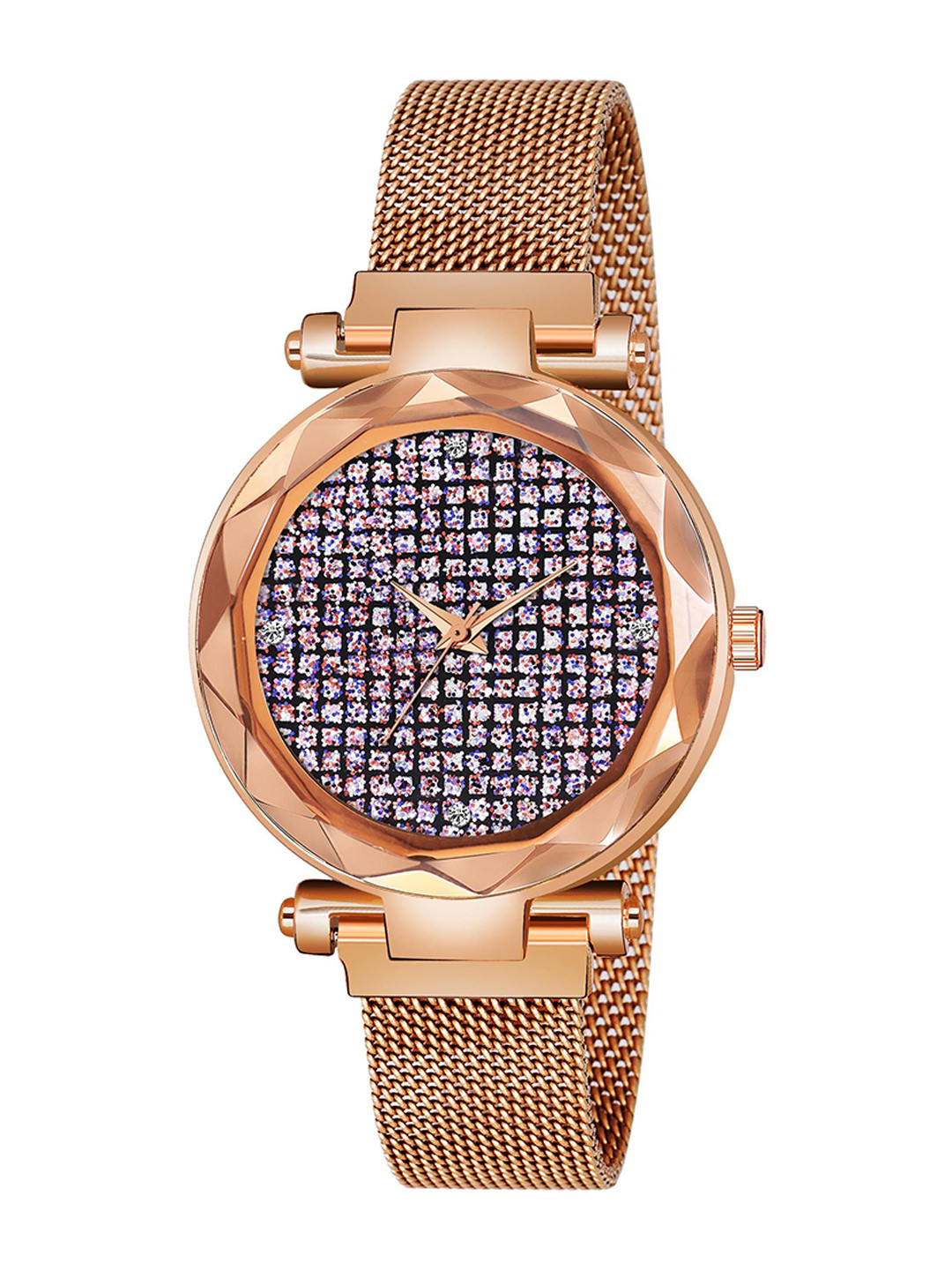 CSAMON Women Embellished Dial & Straps Analogue Watch GR_379_Rose Gold_Full Diamouns