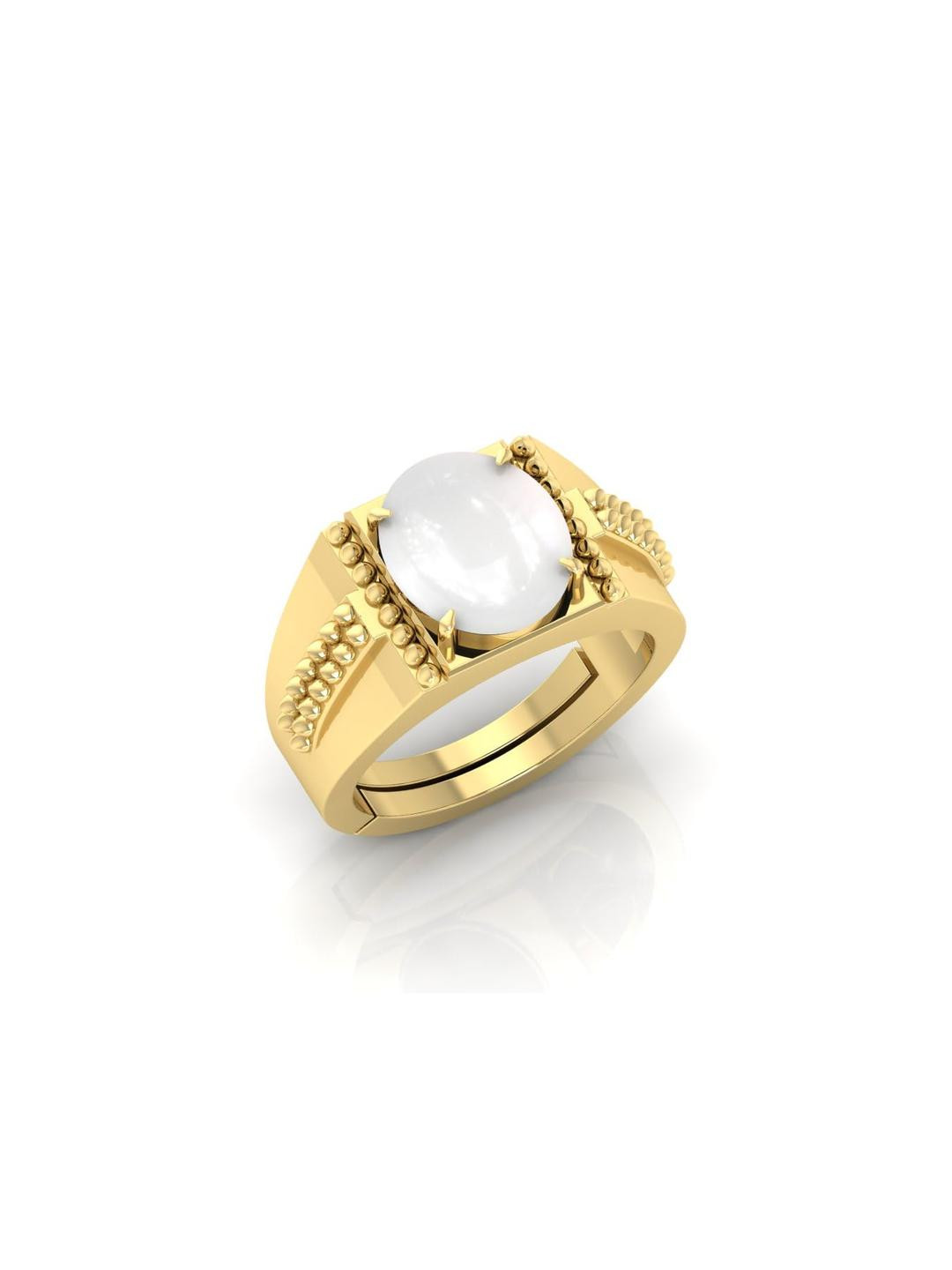 5.25 Ratti Moonstone Stone Certified Gemstone Silver Plated | Adjustable Ring With Lab Certificate