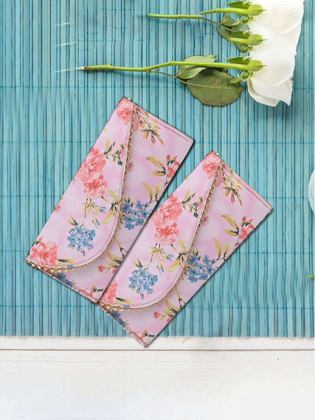 Kuber Industries Set Of 5 Floral Printed Envelopes For Gifting Money With Button