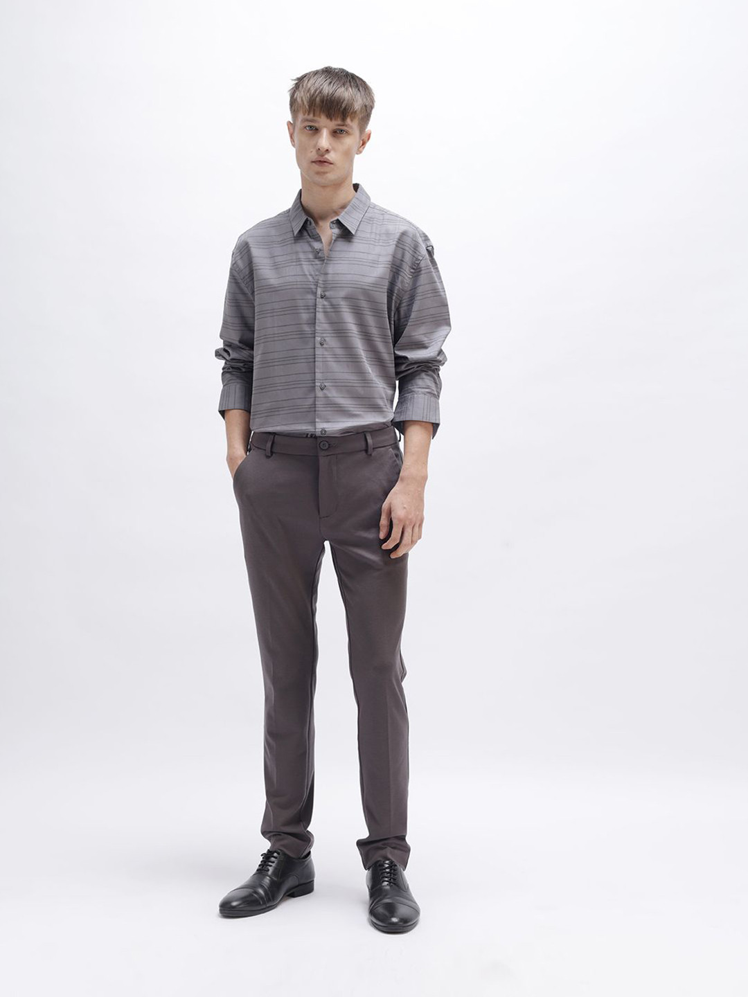 The Collection India Slim Lance Horizontal Striped Slim Fit Cotton Casual Shirt