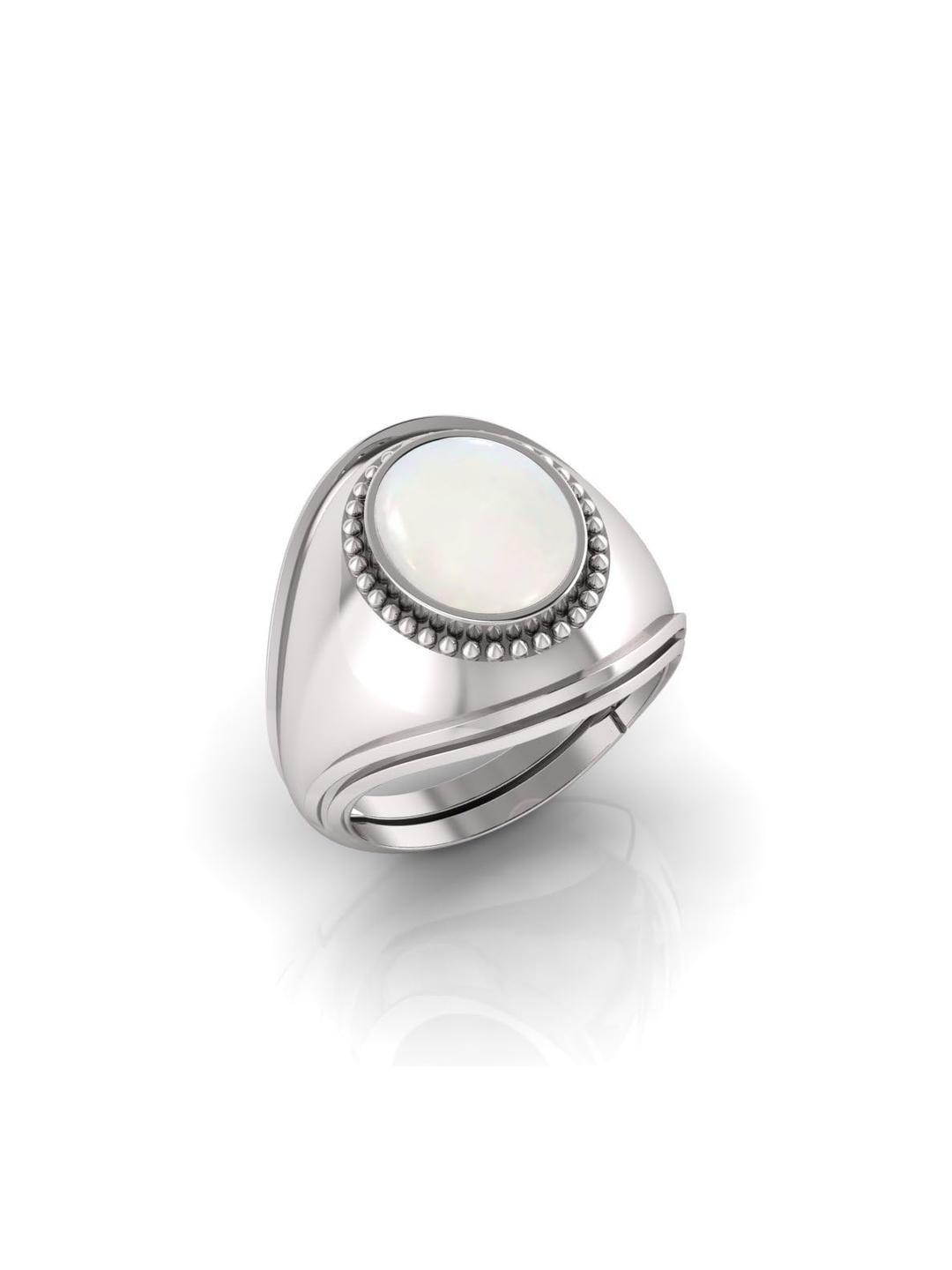 11.25 Ratti Moonstone Stone Certified Gemstone Silver Plated | Adjustable Ring With Lab Certificate