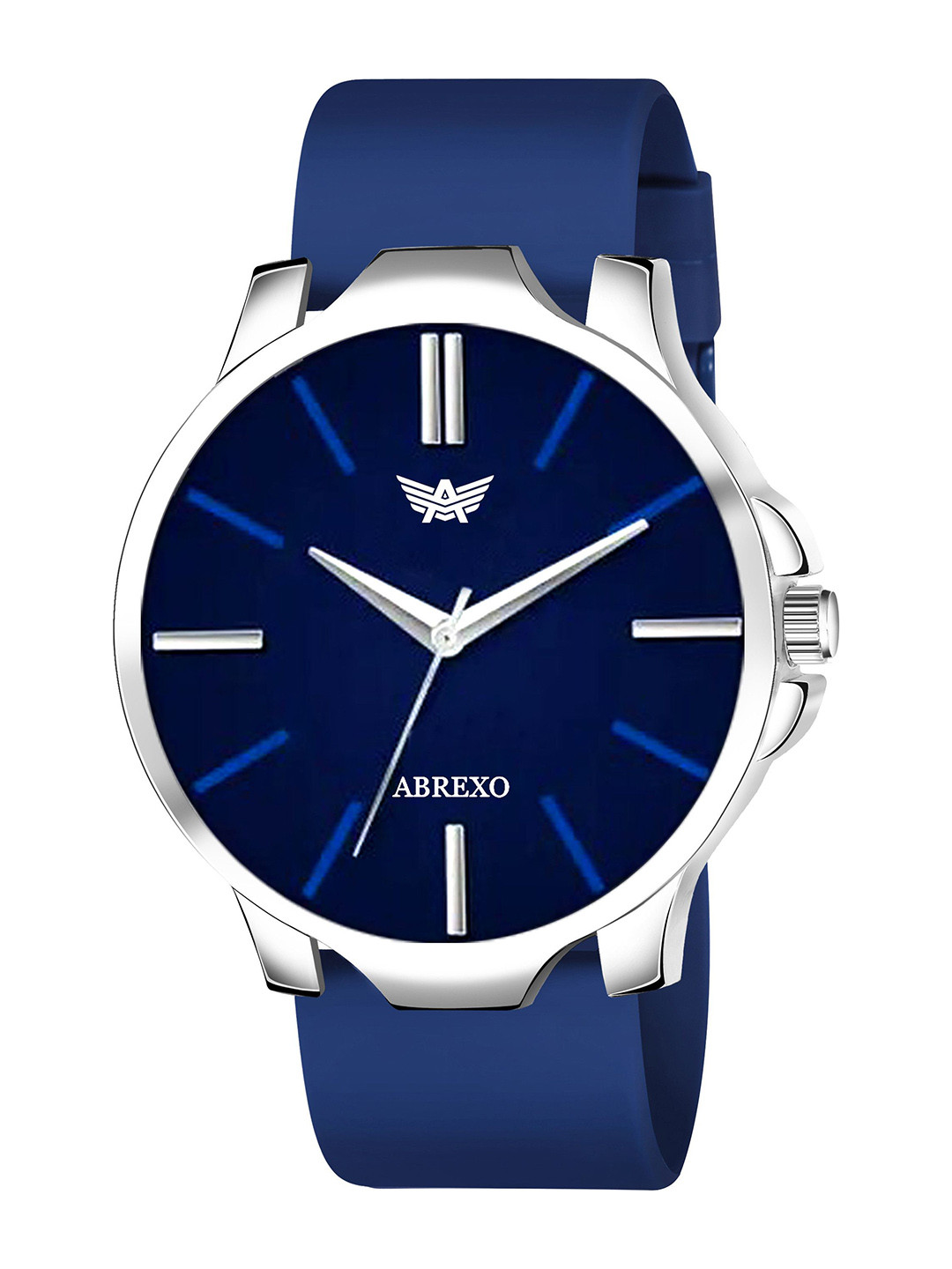 Abrexo Men Dial & Straps Analogue Watch Abx9100-Silver Blue Dial Blue Strap