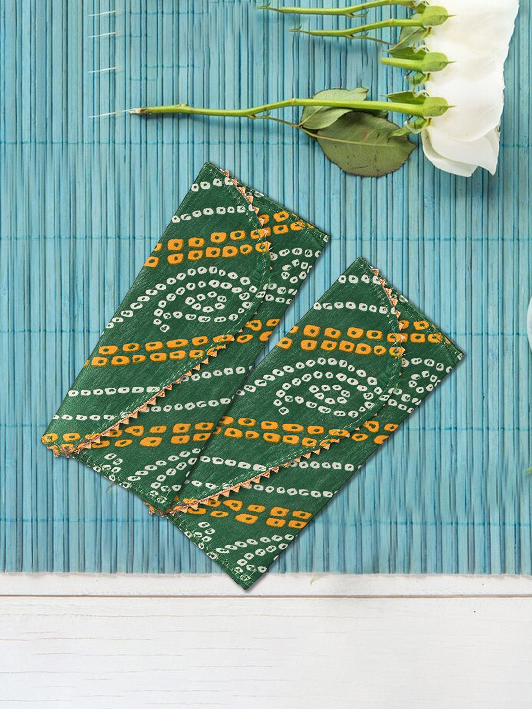 Kuber Industries Set Of 6 Bandhani Printed Waterproof Leather Money Envelopes