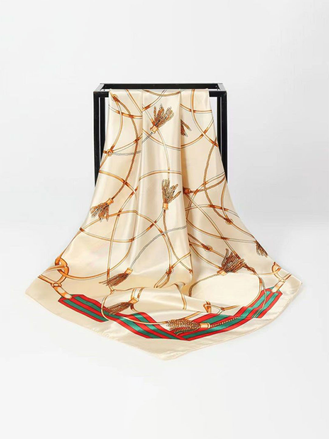 QUECY Abstract Printed Satin Scarf