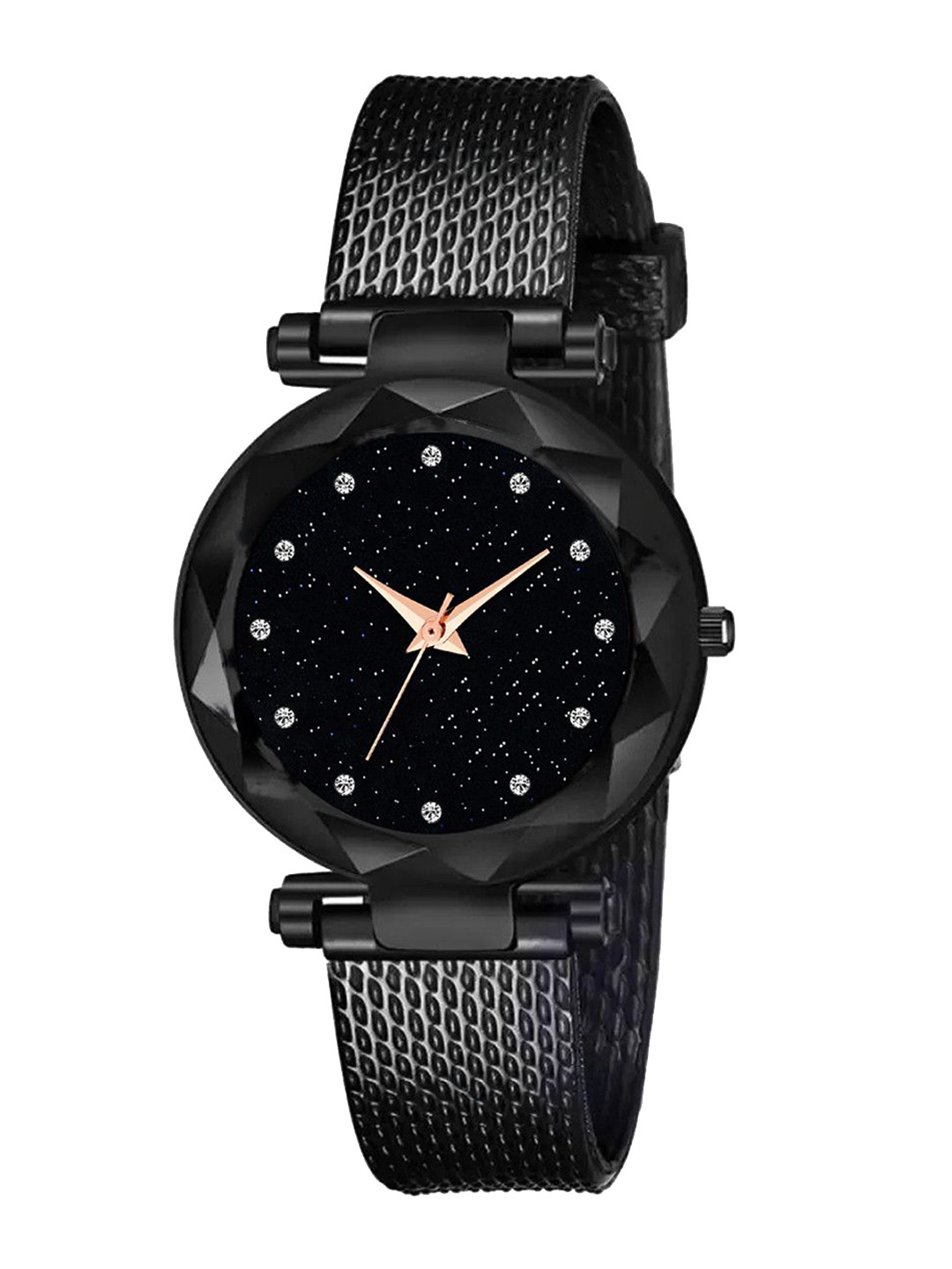 CSAMON Women Embellished Dial & Textured Straps Analogue Watch GR379 BLK 12 D Safar