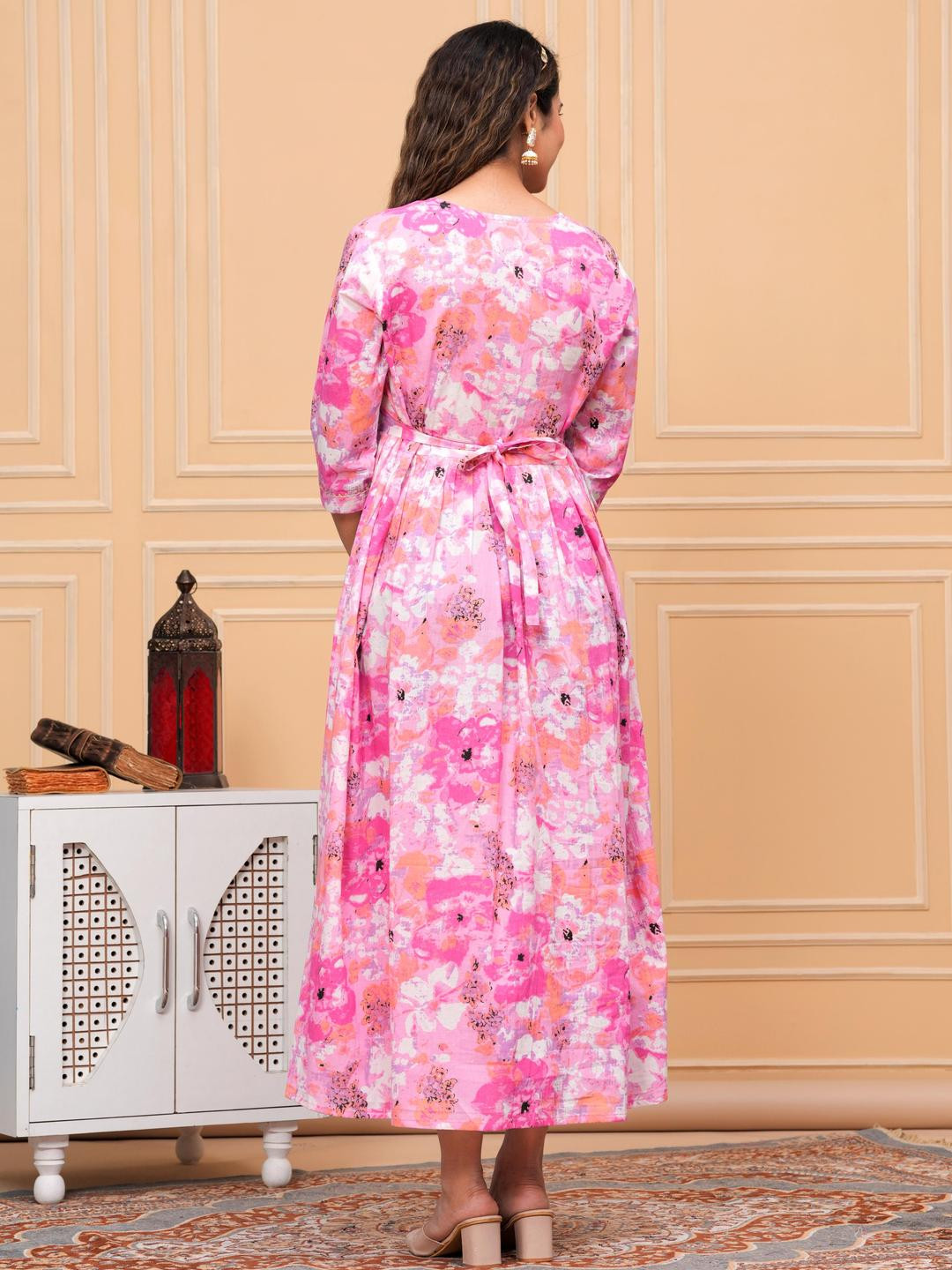 FASHION CLOUD Printed Maternity Kurta with Feeding Zip