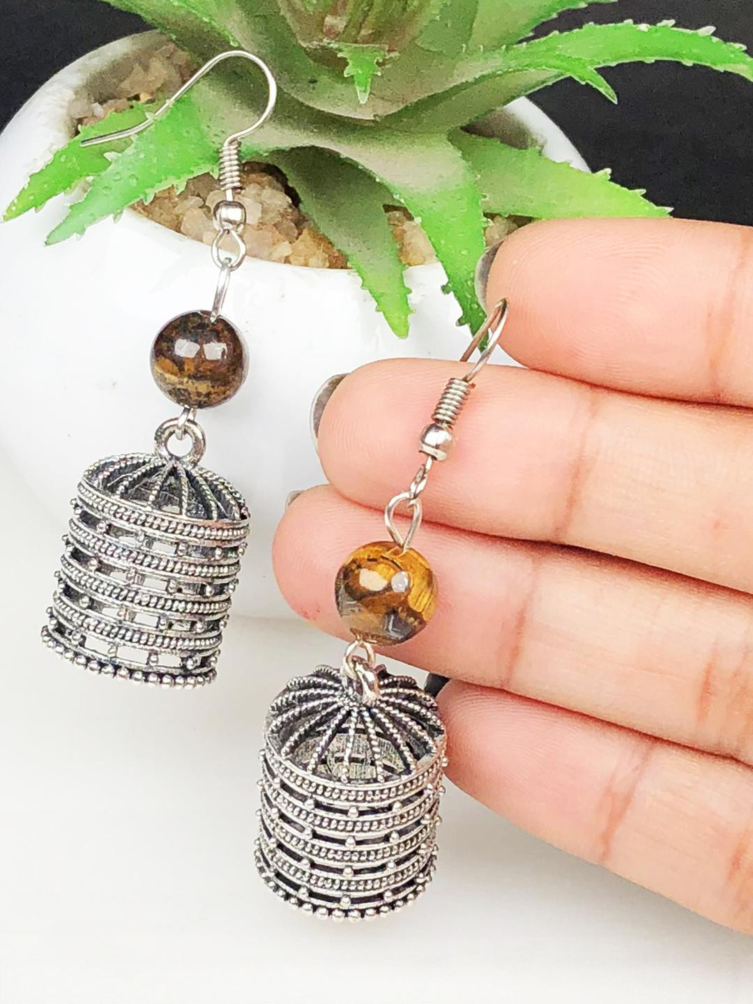 100 % Natural Gemstone Tiger Eye Earrings Fo