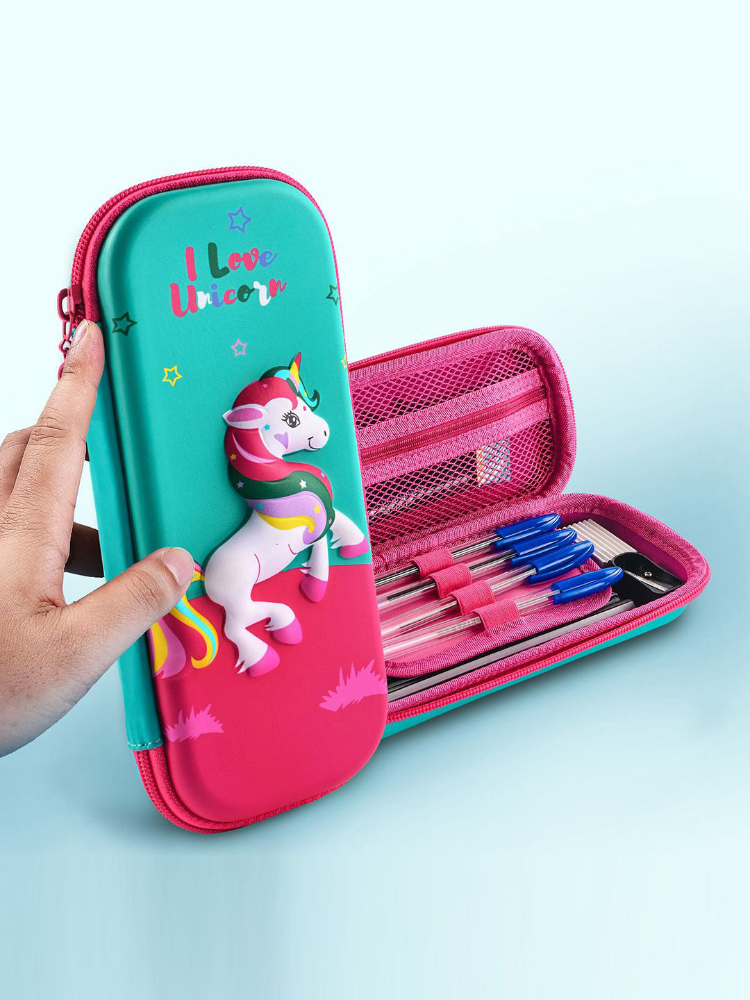 Kuber Industries Kids Unicorn Self Design Waterproof 3D Pencil Box