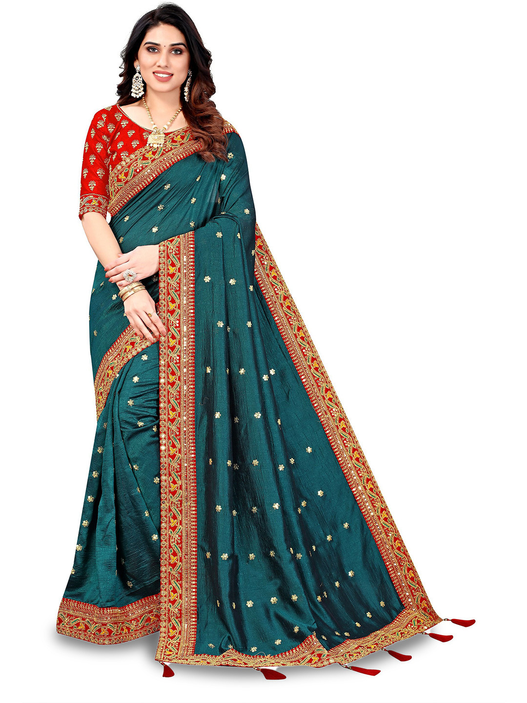 A.G.M.G FASHION Embellished Embroidered Sequinned Saree