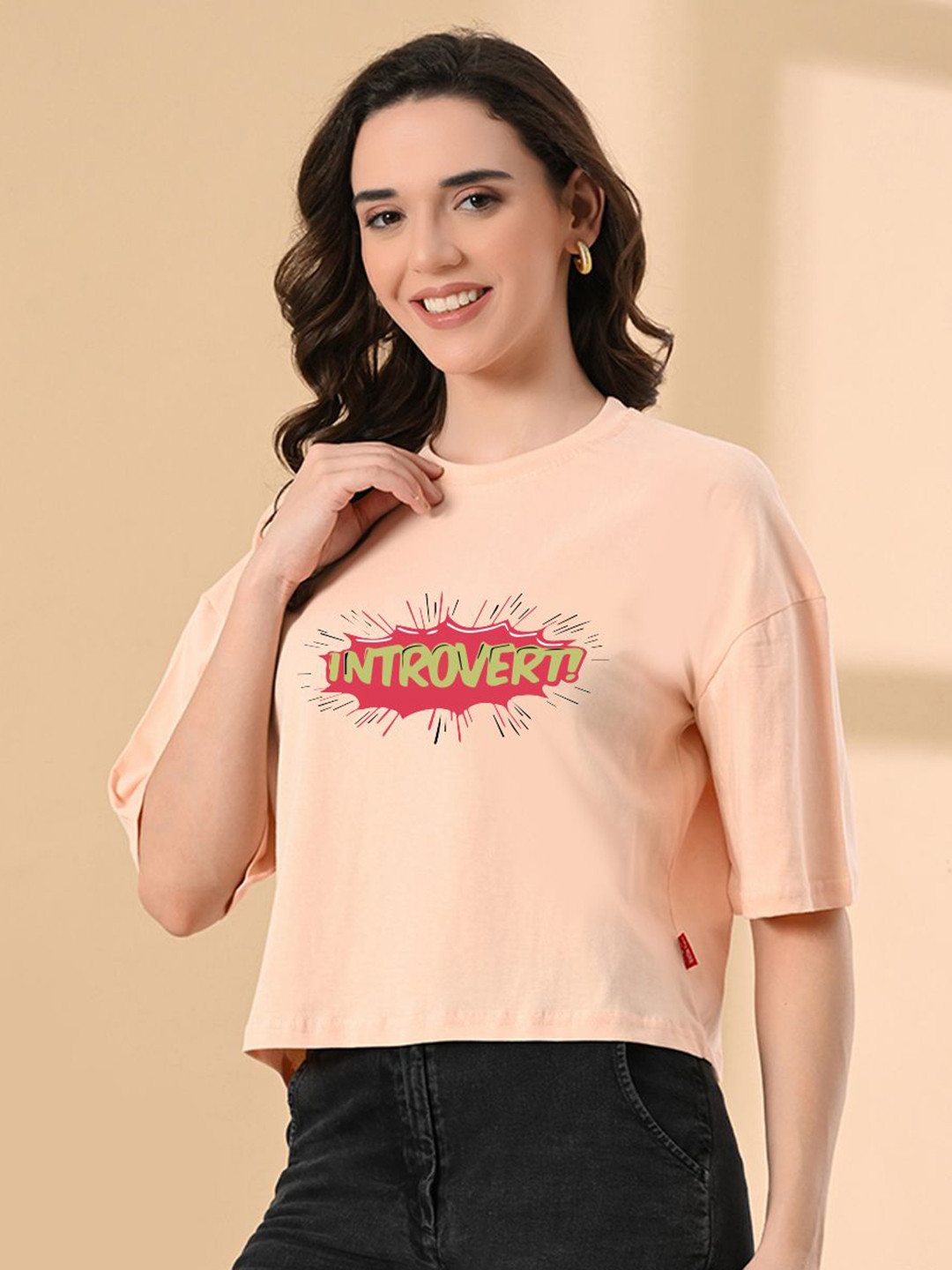 OWL MINK Typography Printed Pure Cotton T-shirt