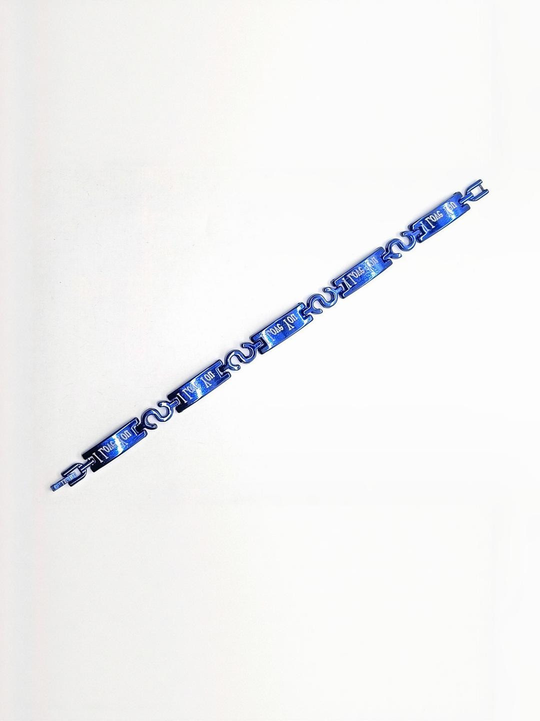 Dynamic Retail Global Men Blue Color Stainless Steel Ethnic Link Bracelet