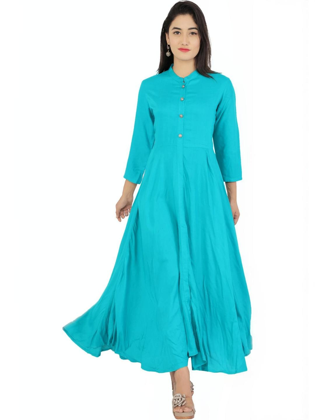 BHAGLI Women Blue Long Kurta