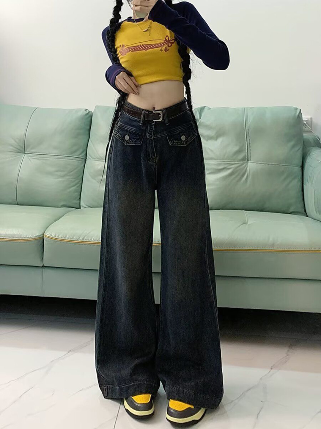 StyleCast Women Flared High-Rise Dark Jeans