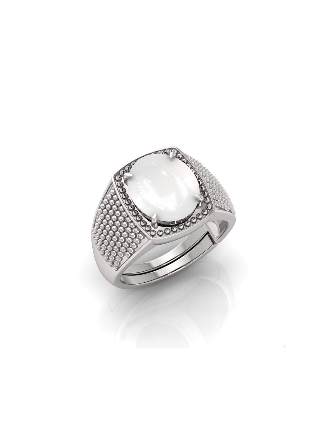 11.25 Ratti Moonstone Stone Certified Gemstone Silver Plated | Adjustable Ring With Lab Certificate