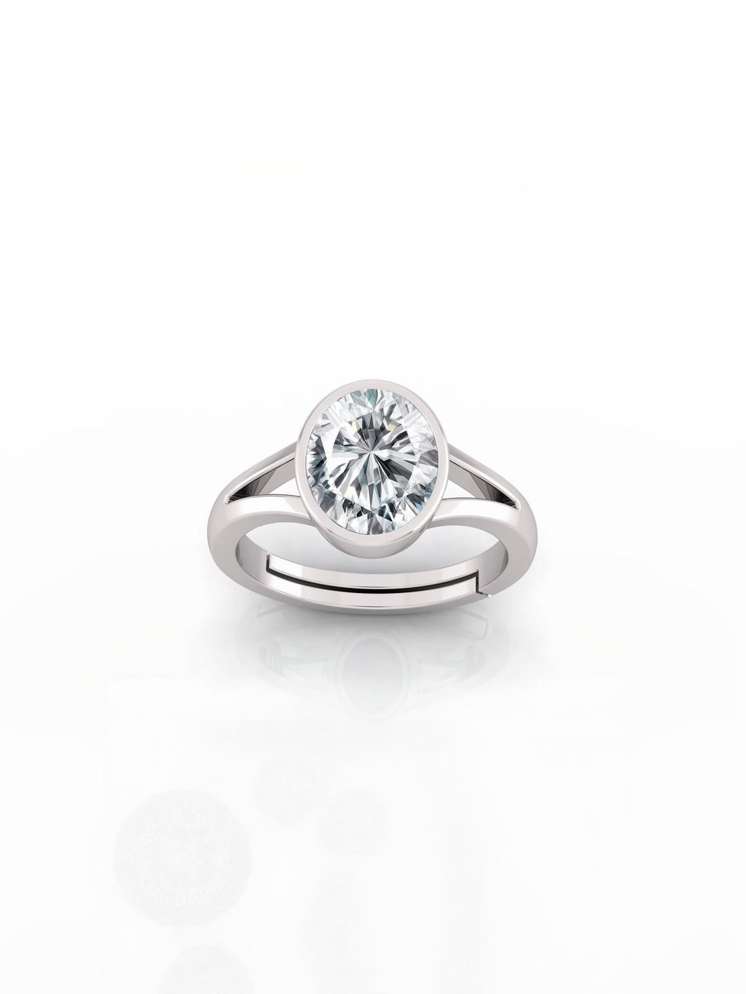 Todani Jems 4.60 Carat Silver Plated Adjustable Zircon Natural  Stone Ring