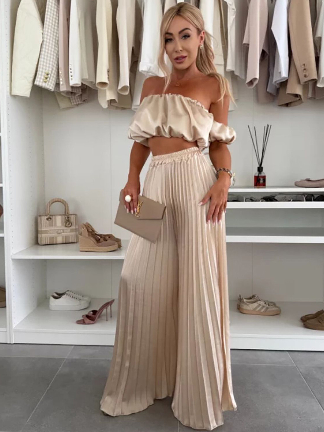 bebe Off Shoulder Top & Palazzo