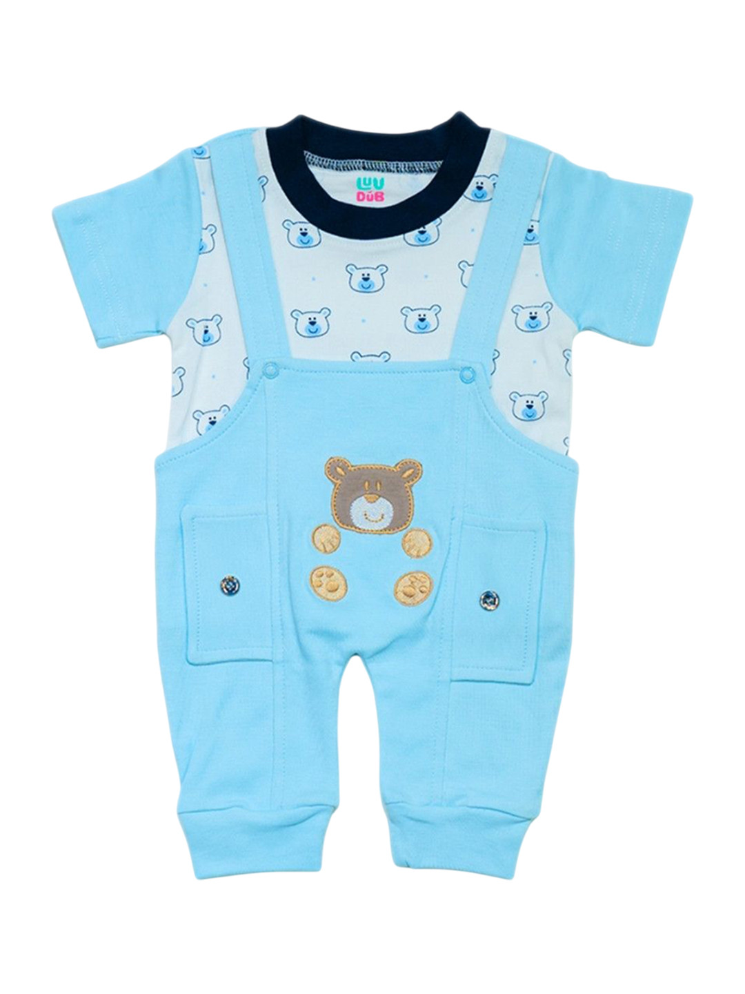 LUV-DUB Infant Boys Floral  Dungaree With T-Shirt