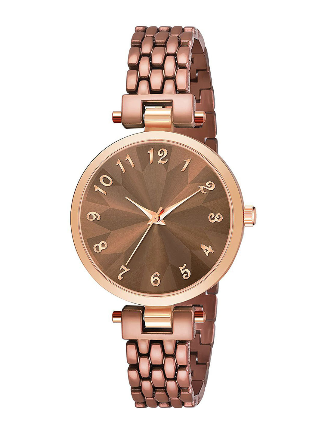CSAMON Women Stainless Steel Bracelet Style Straps Analogue Watch NK 321RG Brown