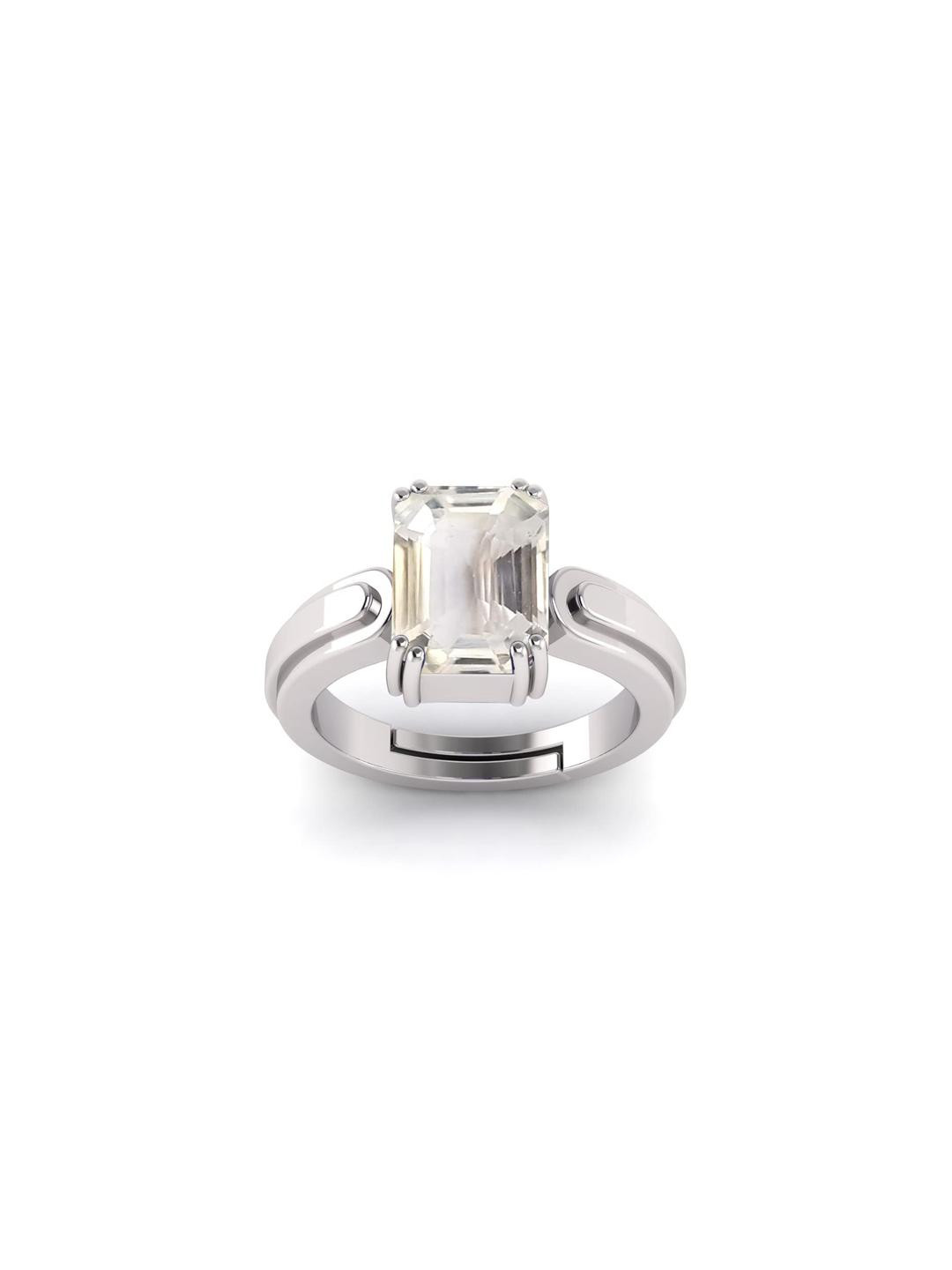 Todani Jems 14.25 Ratti Natural Safed Pukhraj White Sapphire Gemstone Ring